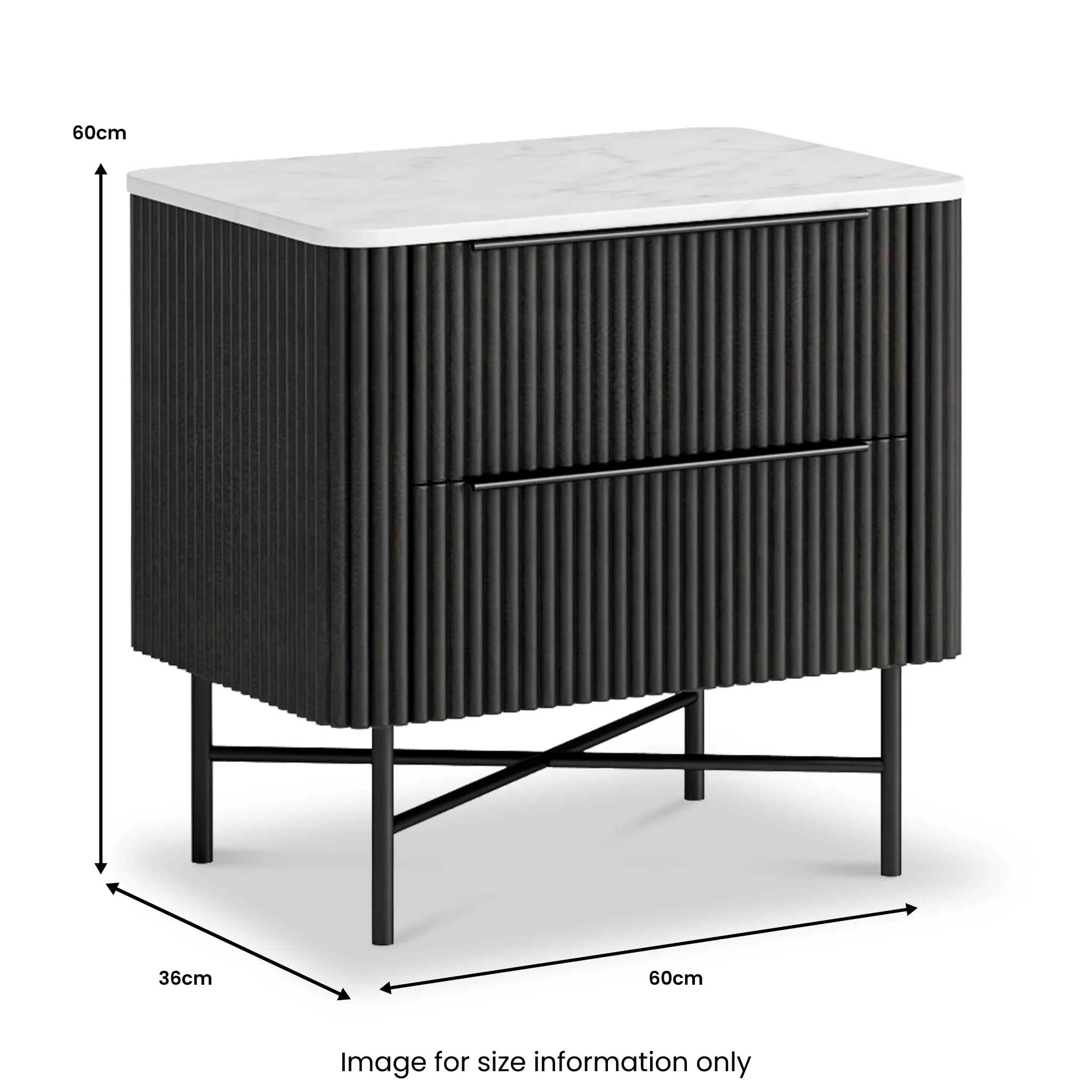 Milo Mango & Marble 2 Drawer Bedside - Image 5
