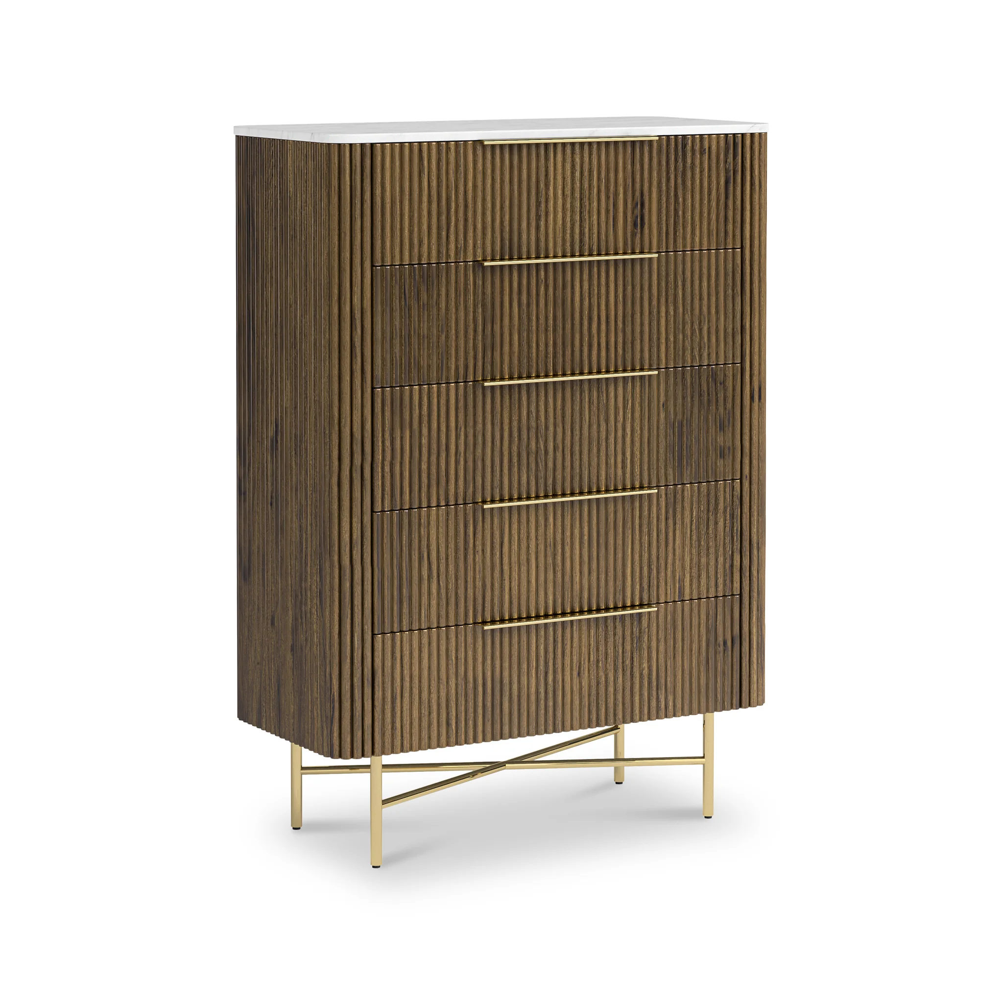 Milo Mango & Marble 5 Drawer Chest - Image 4