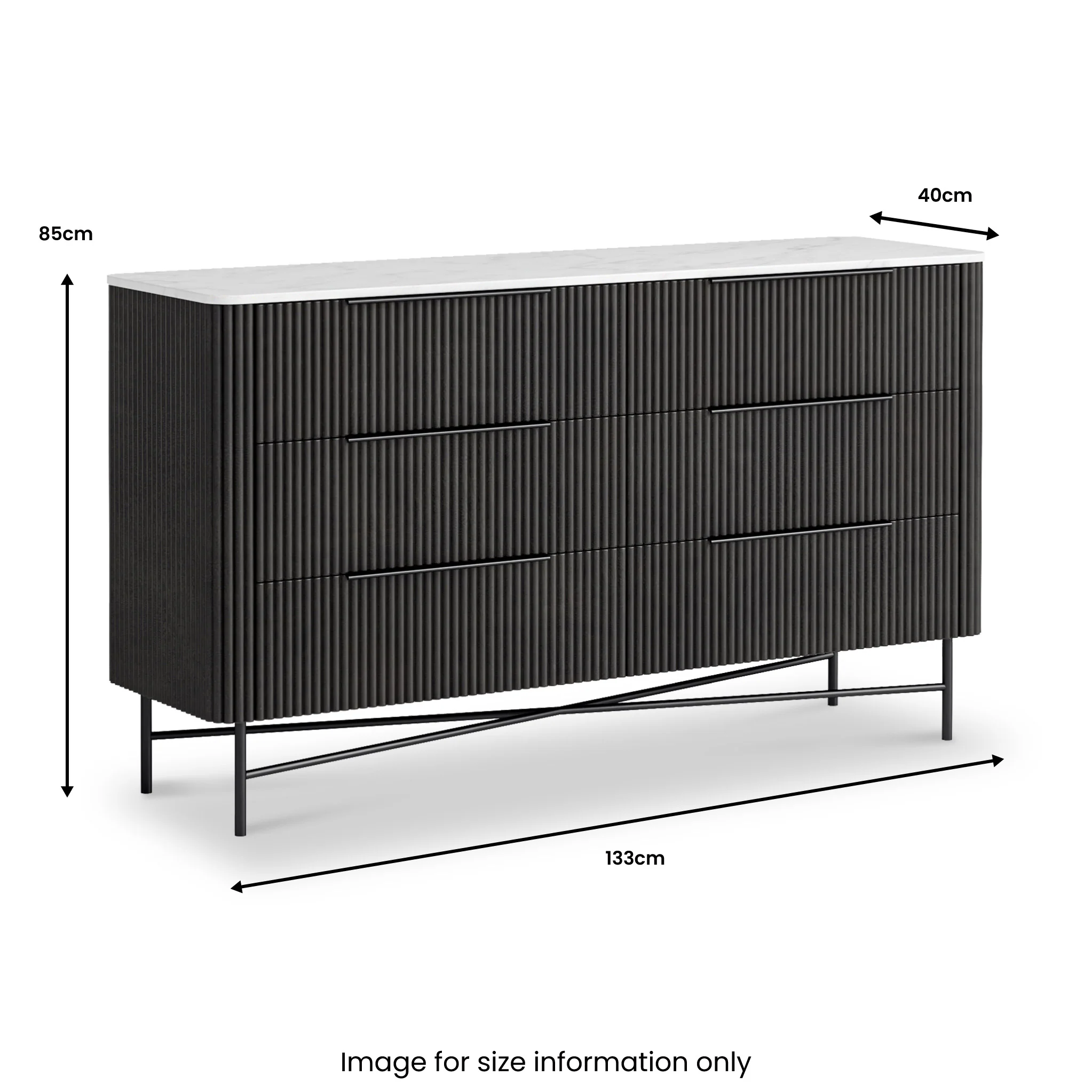 Milo Mango & Marble 6 Drawer Chest - Image 3