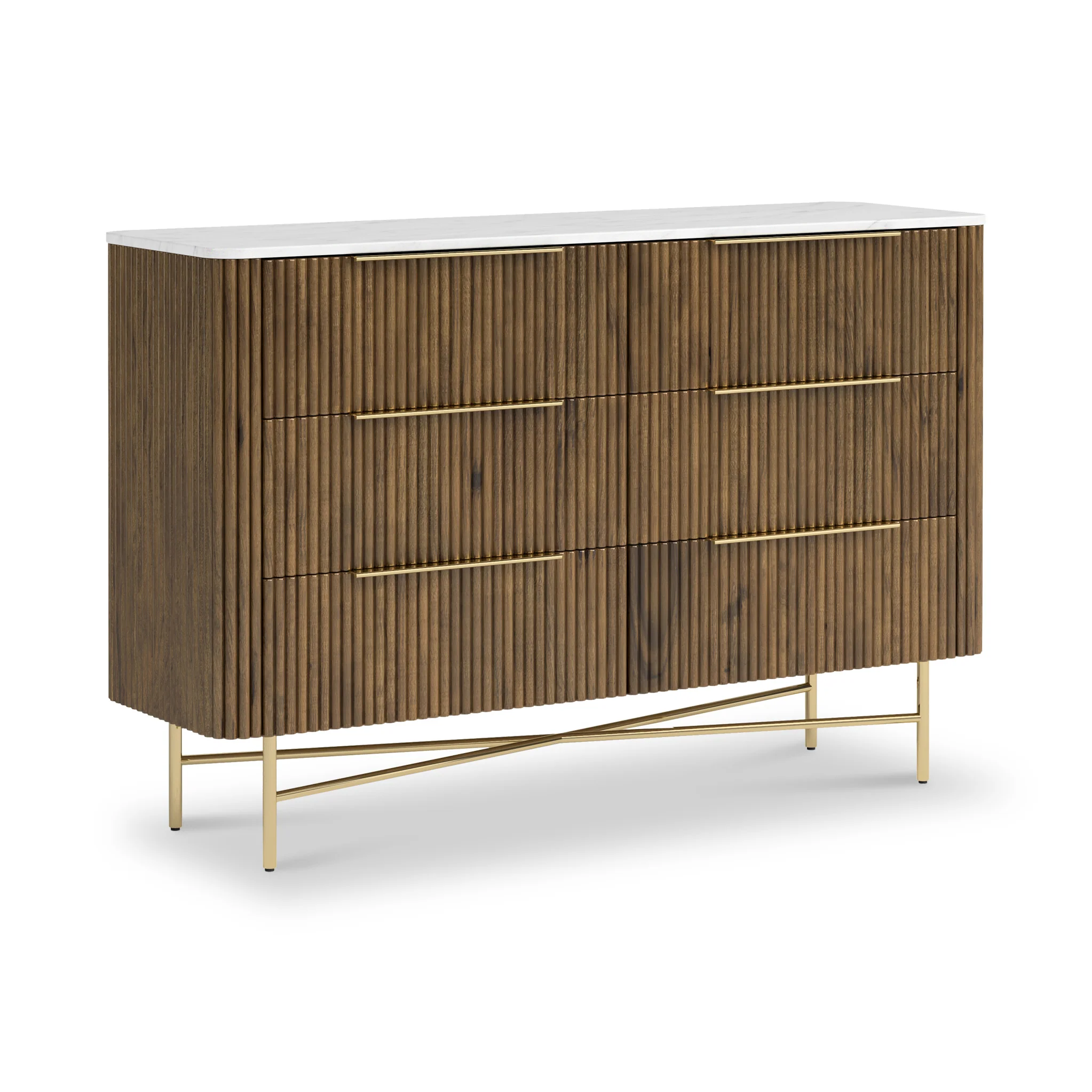 Milo Mango & Marble 6 Drawer Chest - Image 4