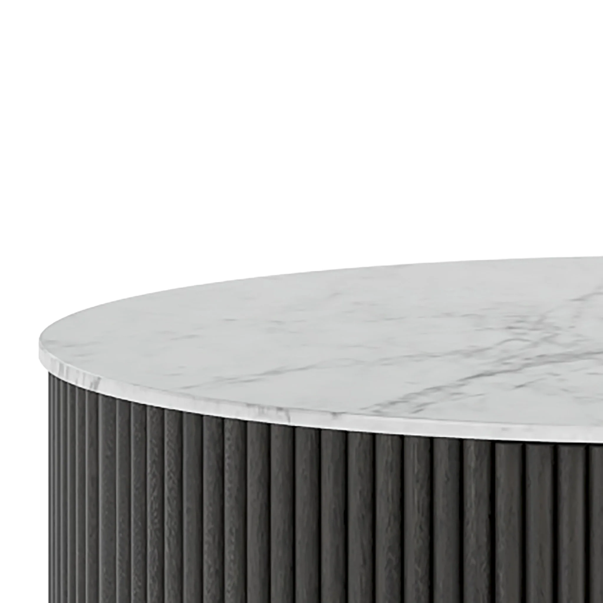 Milo Mango & Marble Round Fluted Bedside Table - Image 11