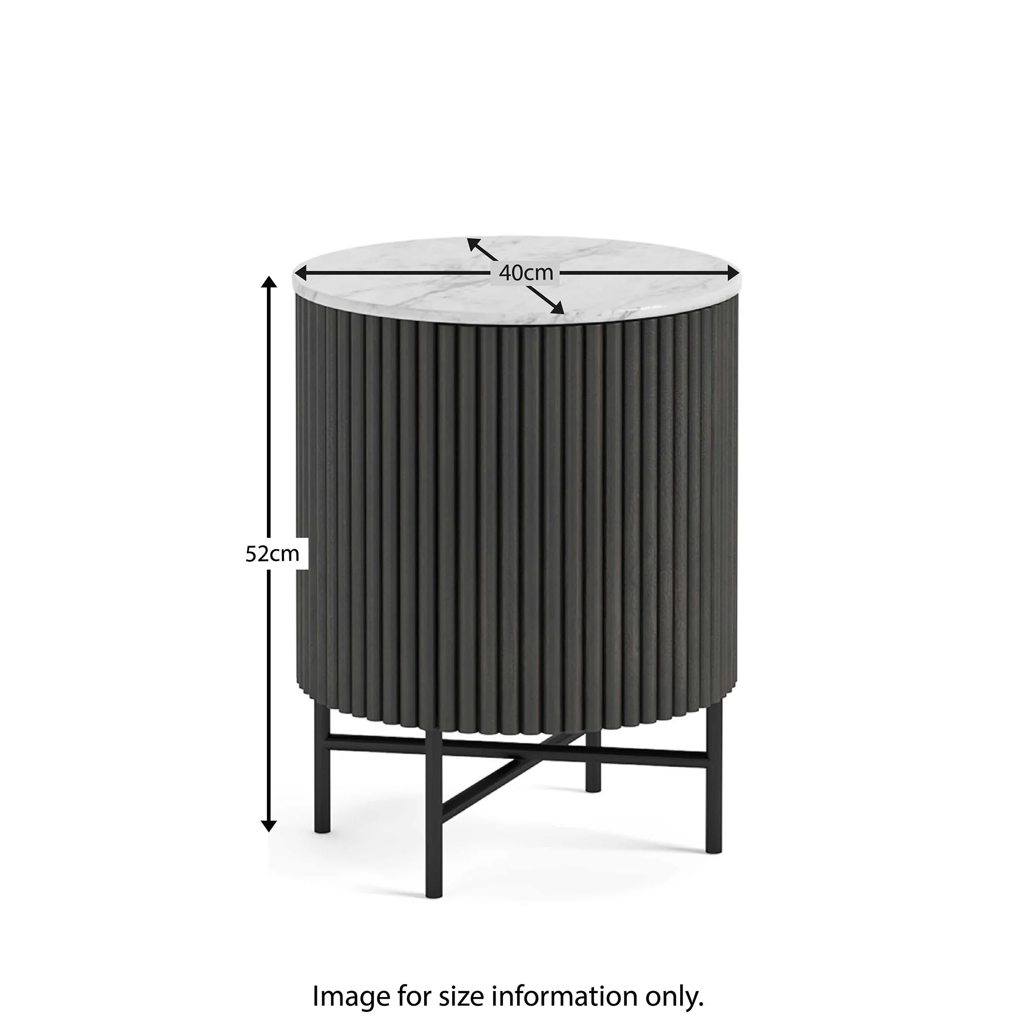 Milo Mango & Marble Round Fluted Bedside Table - Image 14