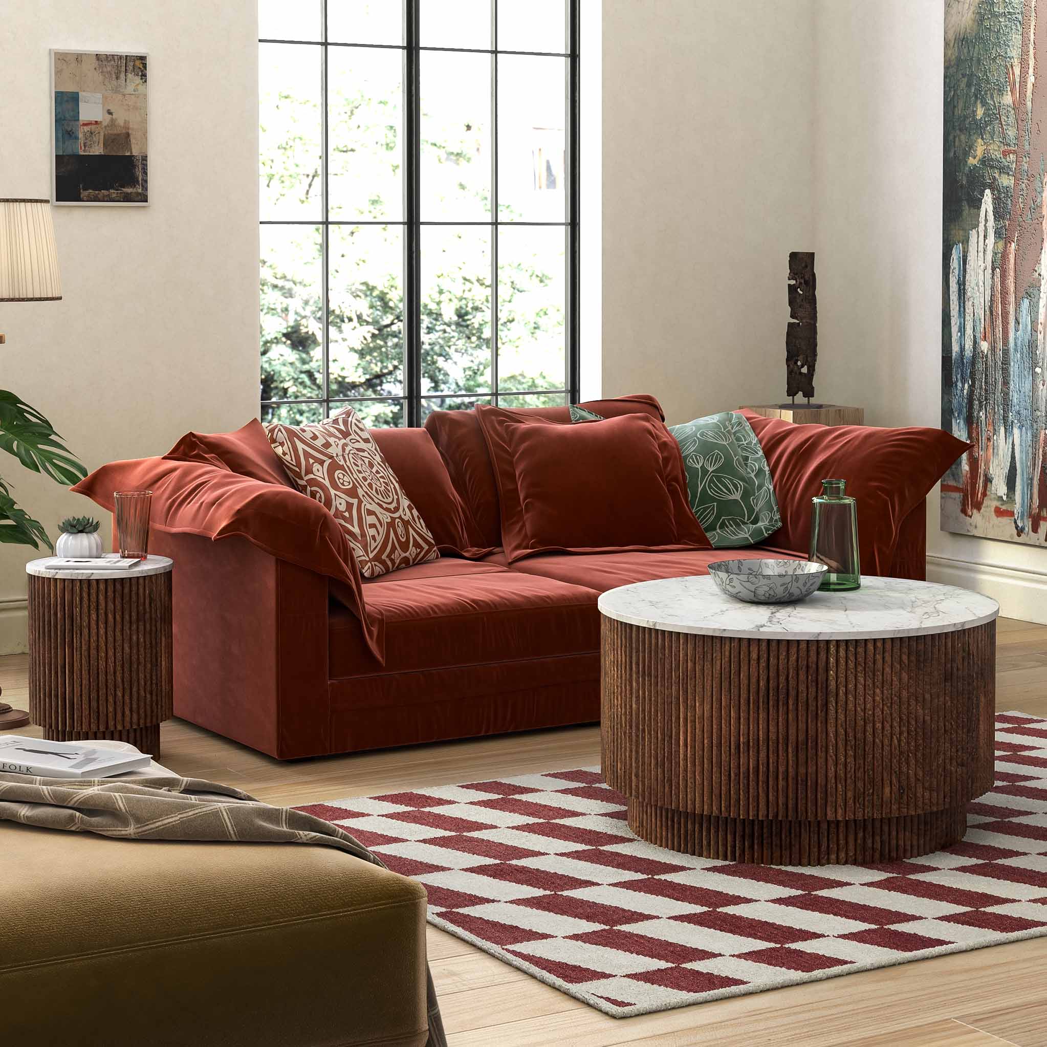 Milo Mango & Marble Round Fluted Coffee Table - Image 10