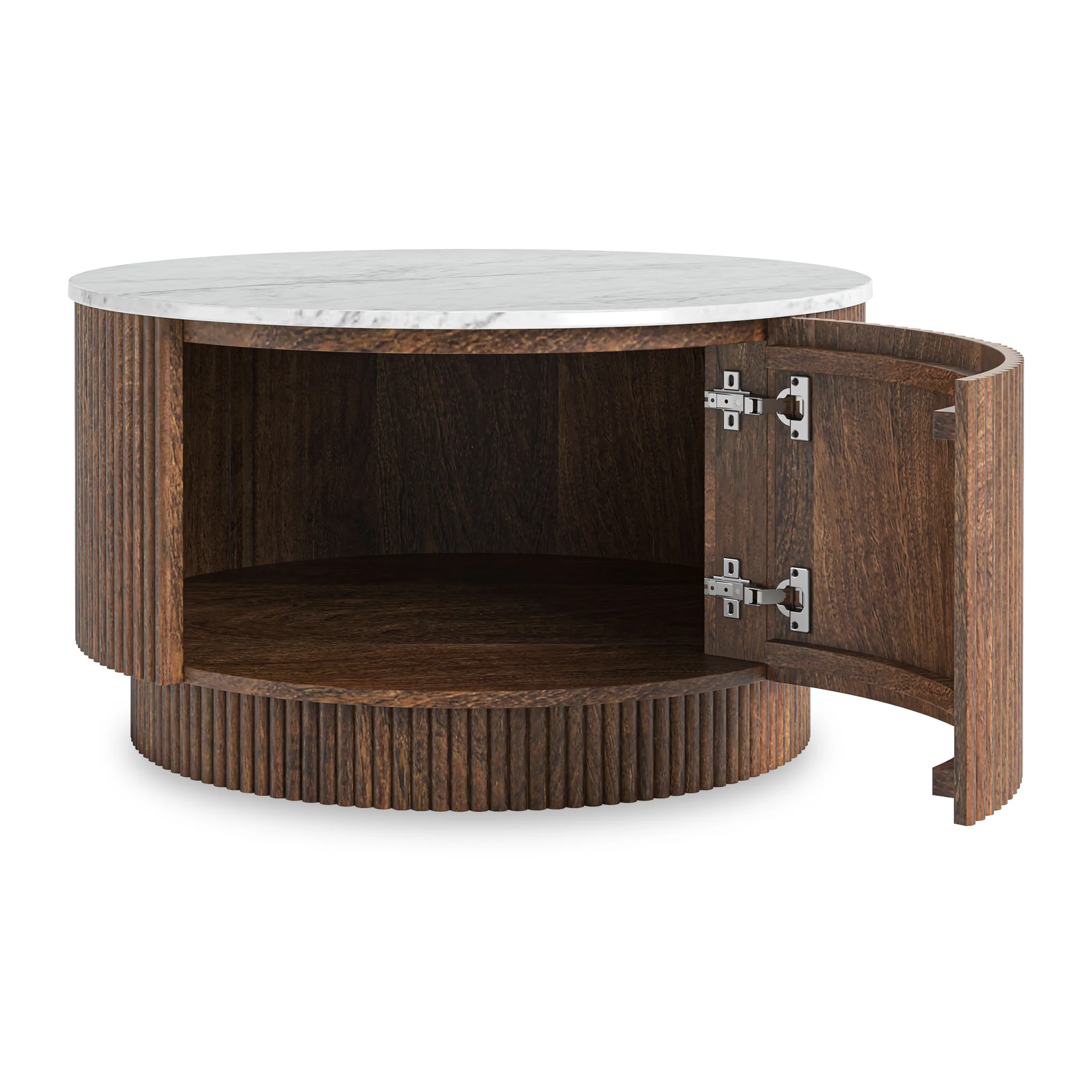 Milo Mango & Marble Round Fluted Coffee Table - Image 12