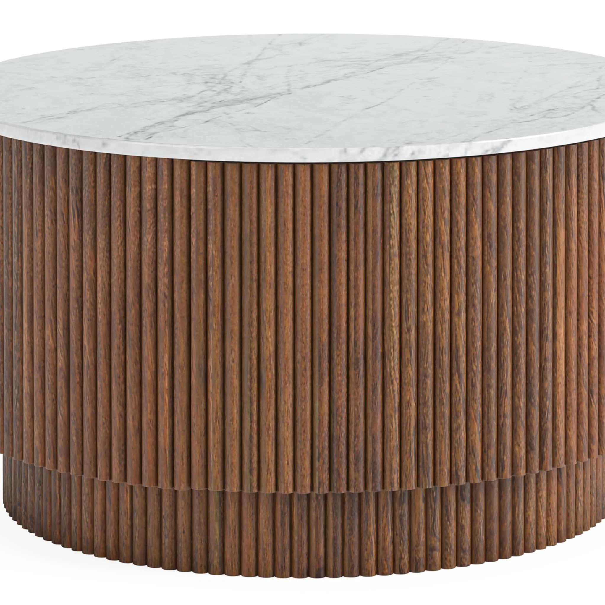 Milo Mango & Marble Round Fluted Coffee Table - Image 13