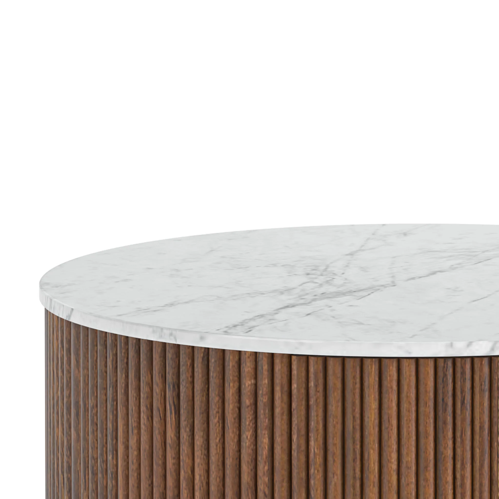 Milo Mango & Marble Round Fluted Coffee Table - Image 15