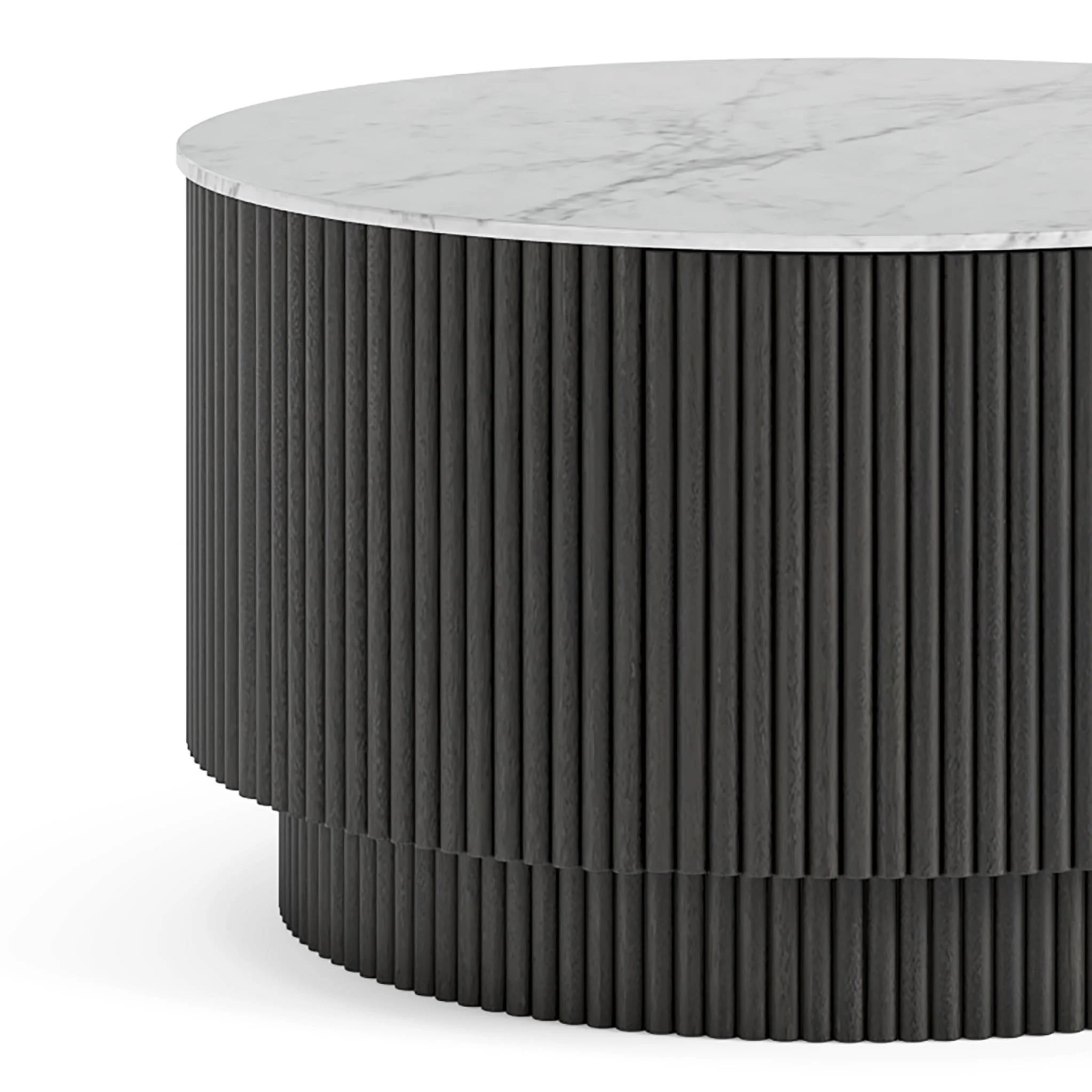 Milo Mango & Marble Round Fluted Coffee Table - Image 3