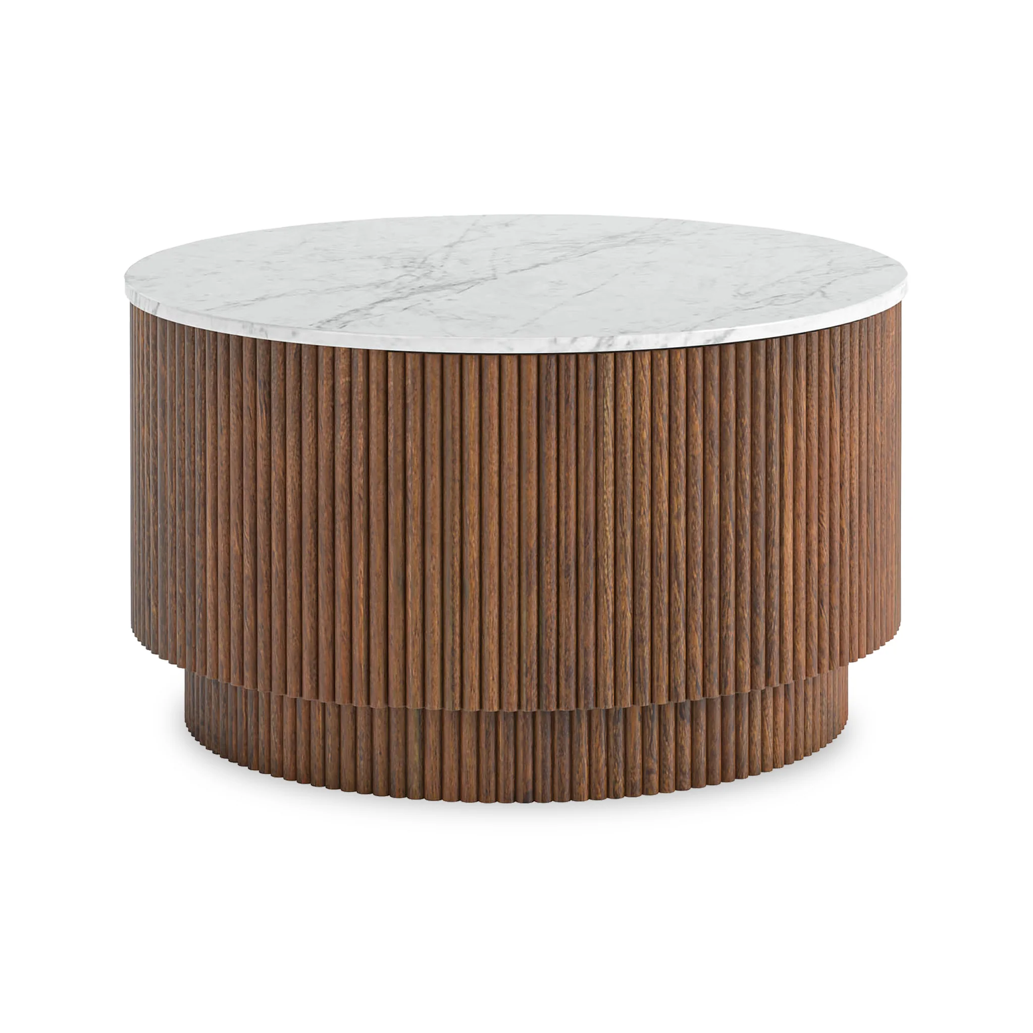 Milo Mango & Marble Round Fluted Coffee Table - Image 9