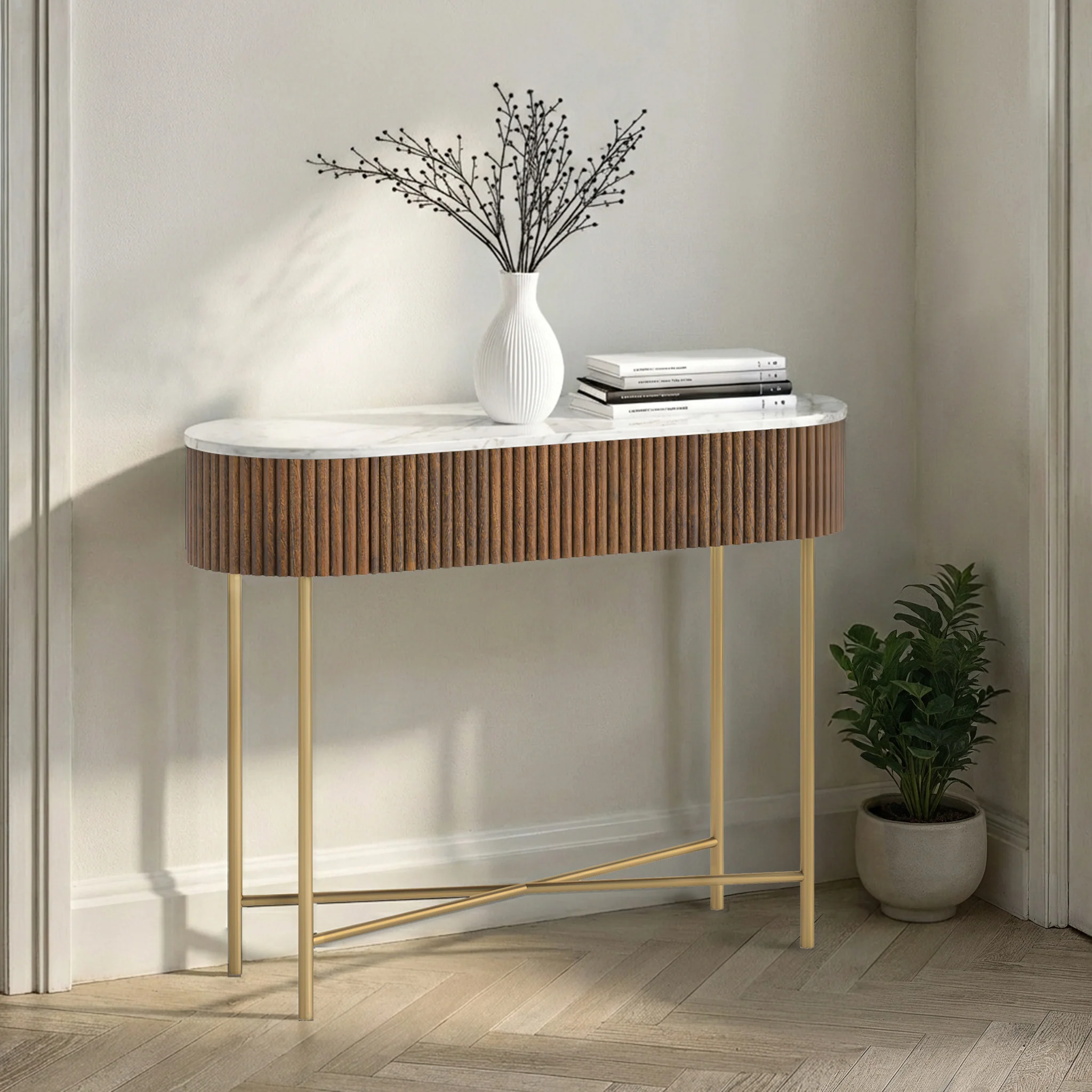 Milo Mango & Marble Fluted Console Table - Image 6