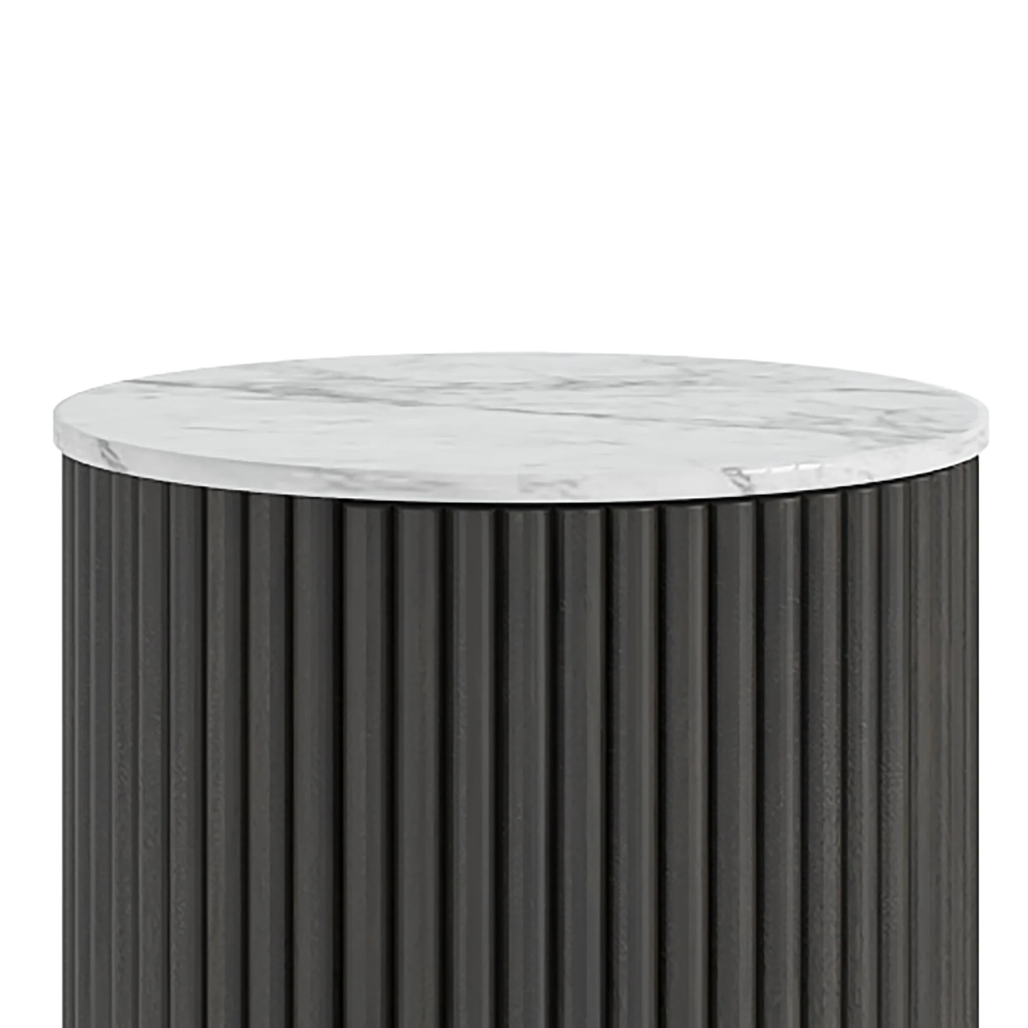 Milo Mango & Marble Fluted Side Table with Door - Image 10