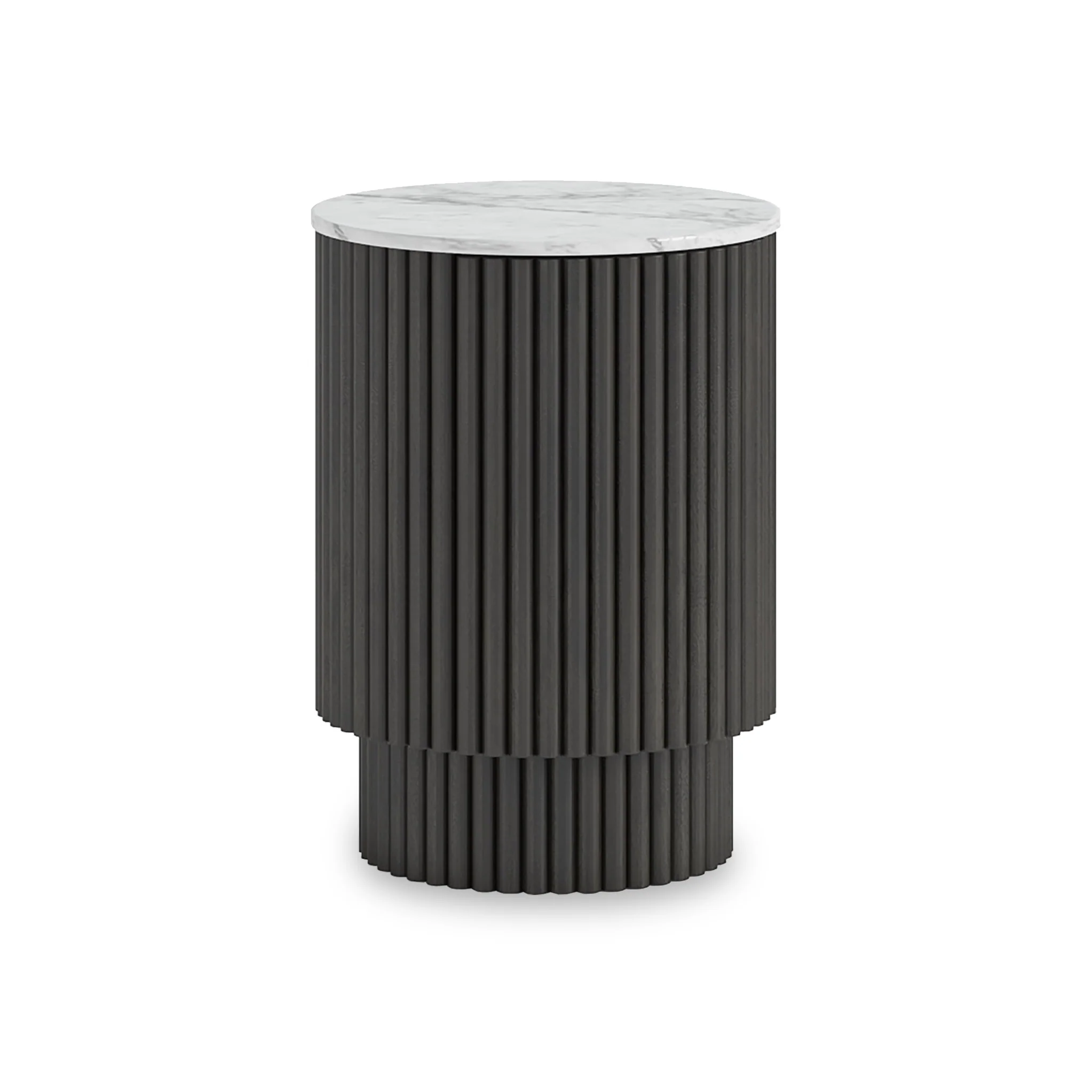 Milo Mango & Marble Fluted Side Table with Door - Image 7