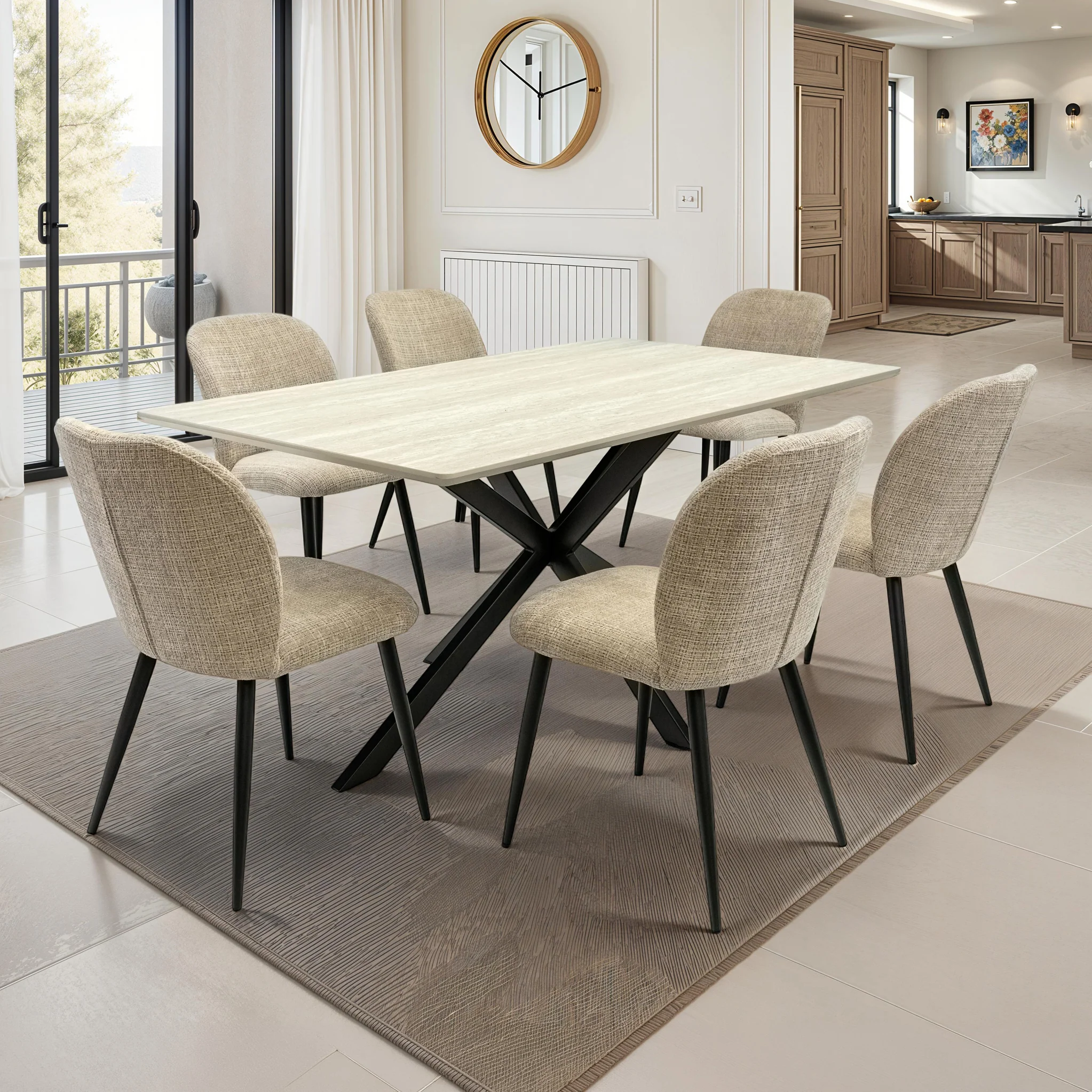 Mirella Textured Fabric Dining Chair - Image 2