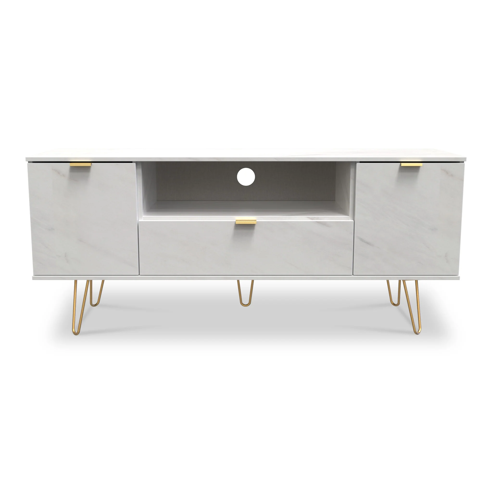 Moreno Marble 2 Door 1 Drawer Wide TV Unit - Image 2