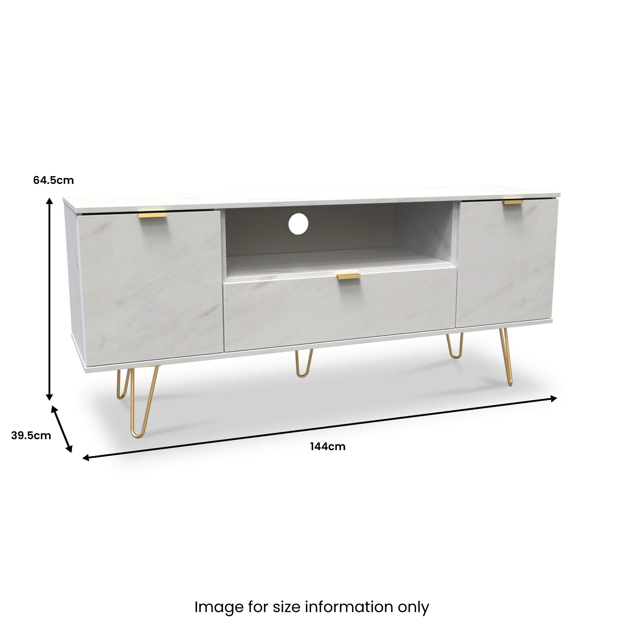 Moreno Marble 2 Door 1 Drawer Wide TV Unit - Image 7
