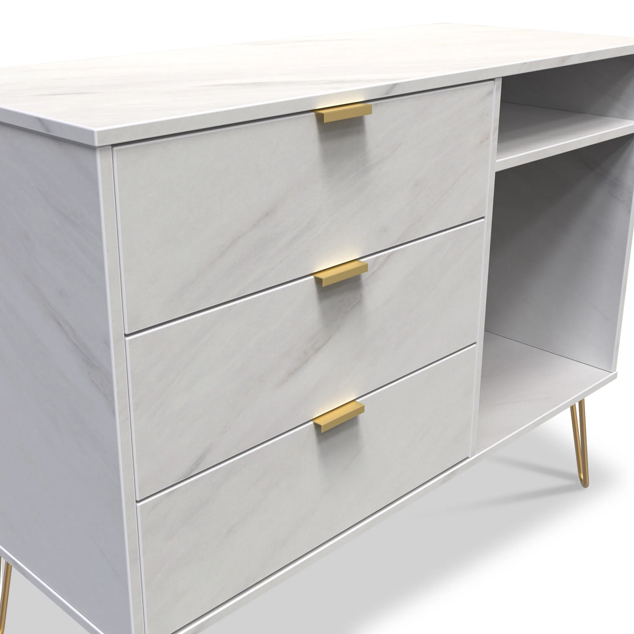 Moreno Marble 3 Drawer TV Unit - Image 3