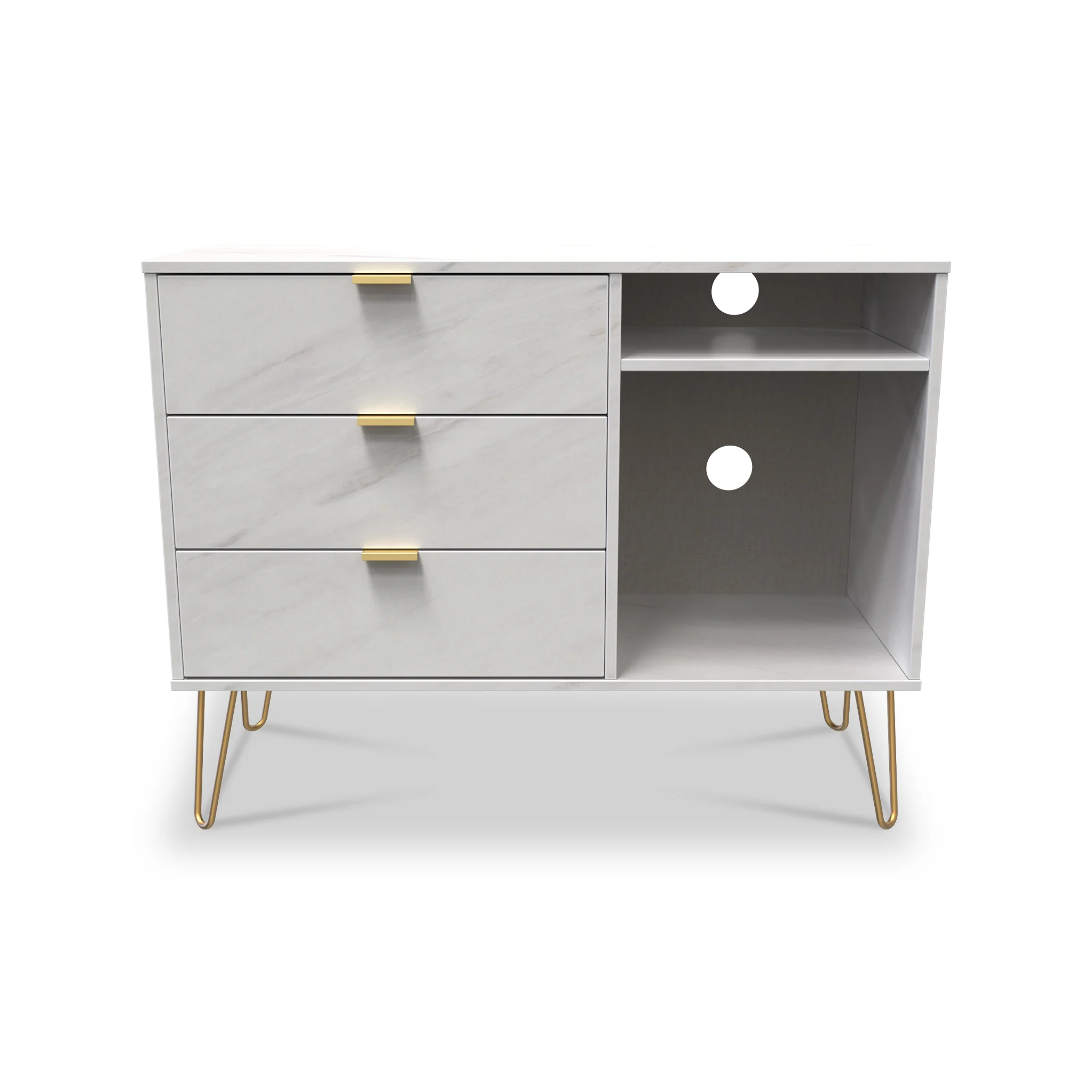 Moreno Marble 3 Drawer TV Unit - Image 4