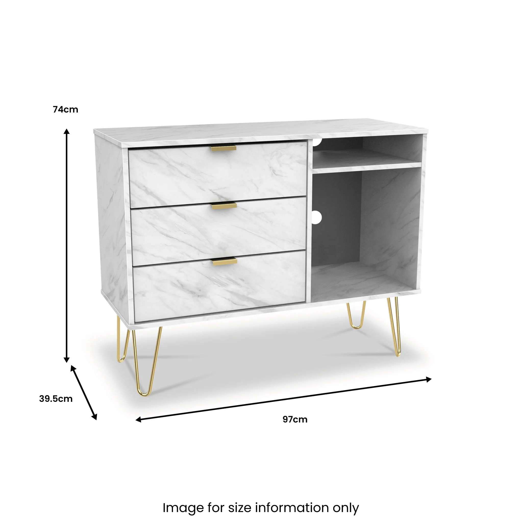 Moreno Marble 3 Drawer TV Unit - Image 6