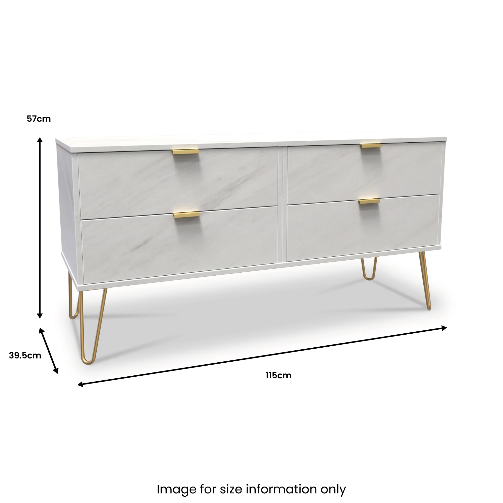 Moreno Marble 4 Drawer Low Storage Unit - Image 4