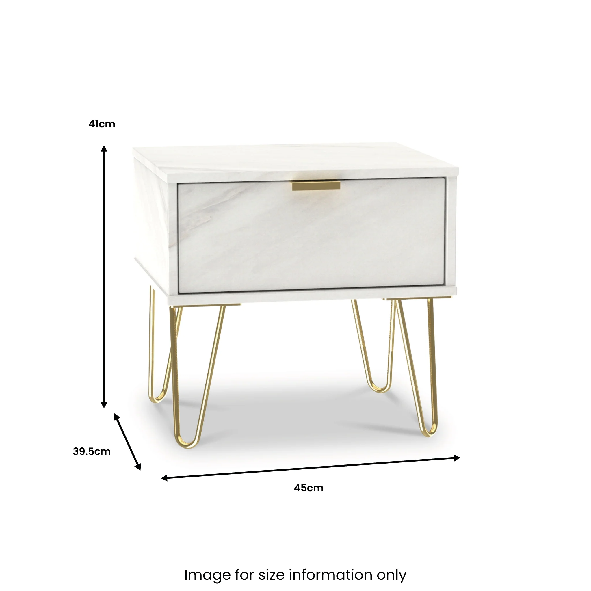 Moreno Marble Effect 1 Drawer Bedside - Image 3