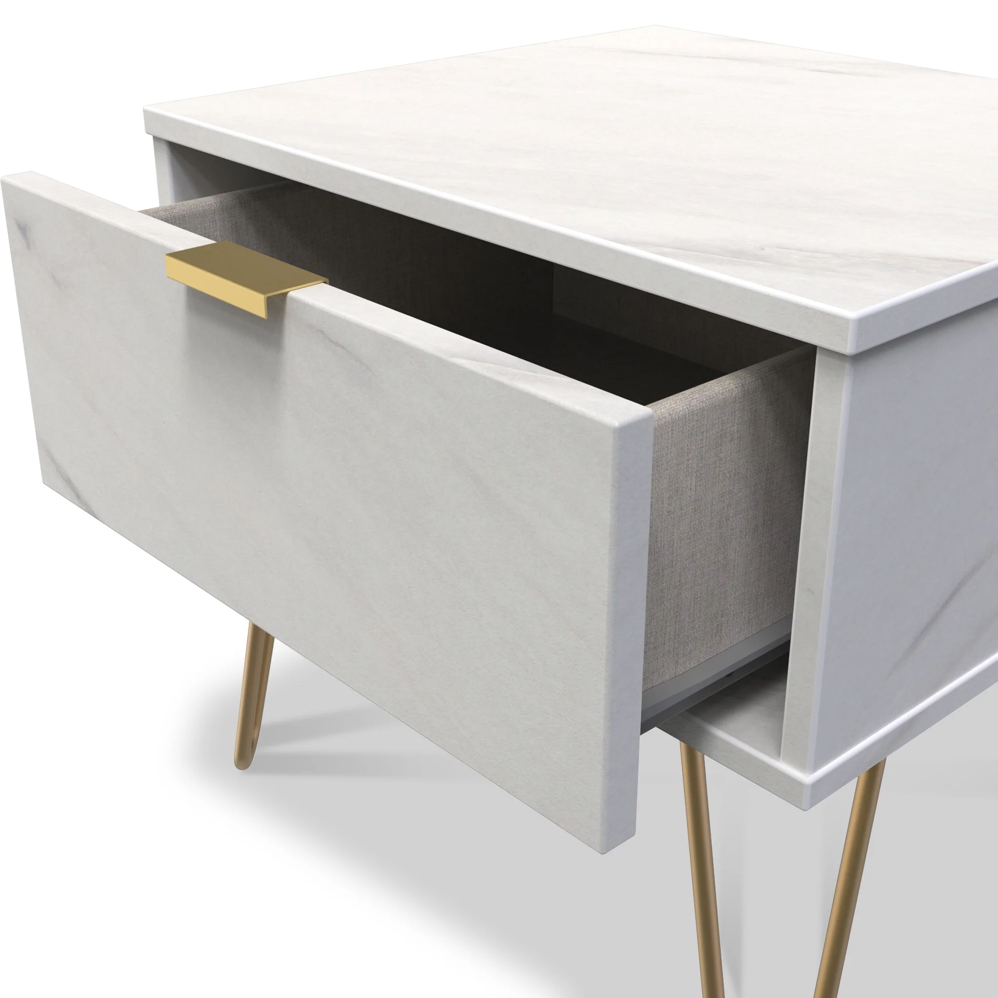 Moreno Marble Effect 1 Drawer Side Table - Image 3