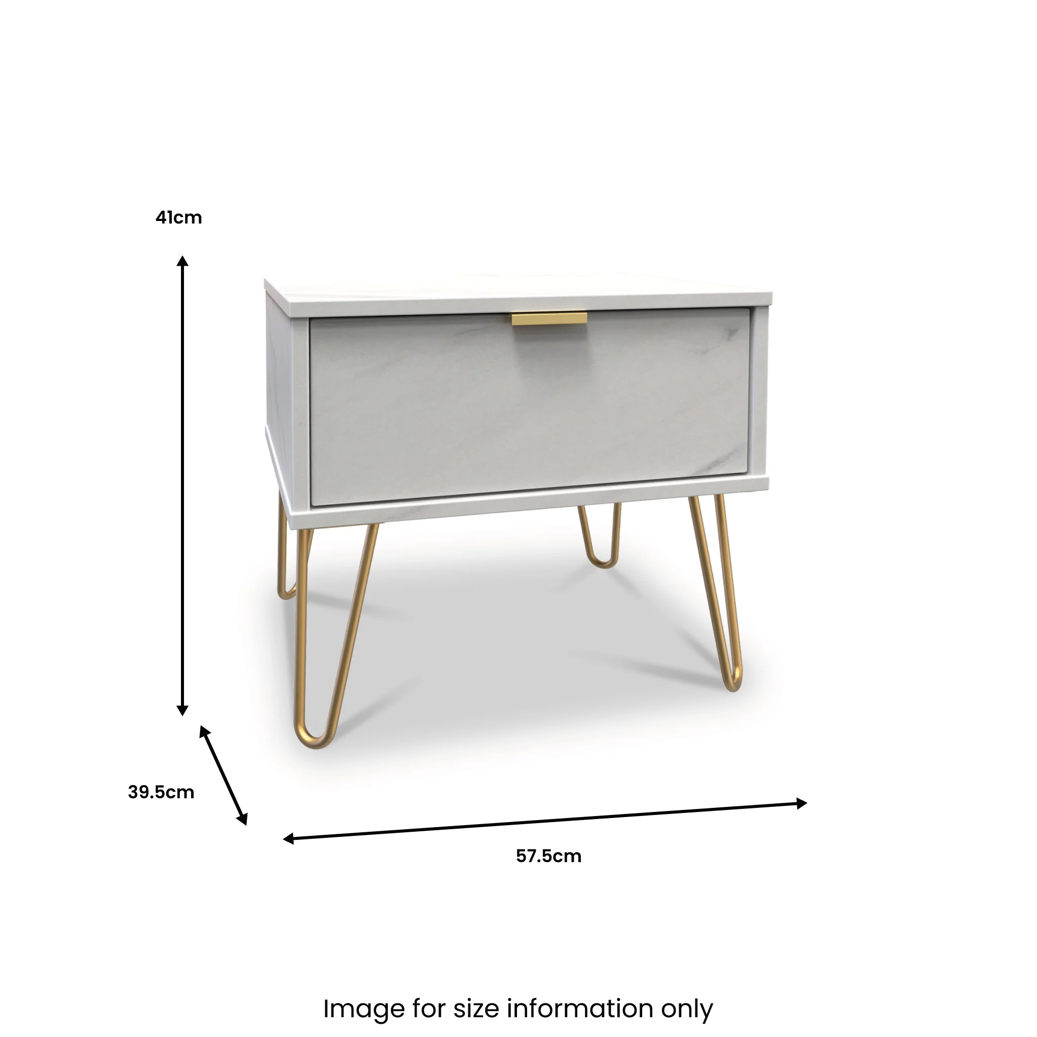 Moreno Marble Effect 1 Drawer Side Table - Image 6
