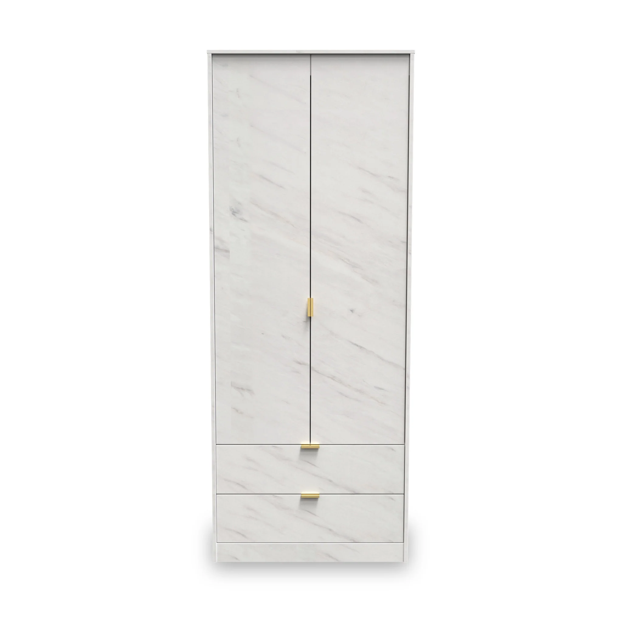 Moreno Marble Effect 2 Door 2 Drawer Double Wardrobe - Image 2