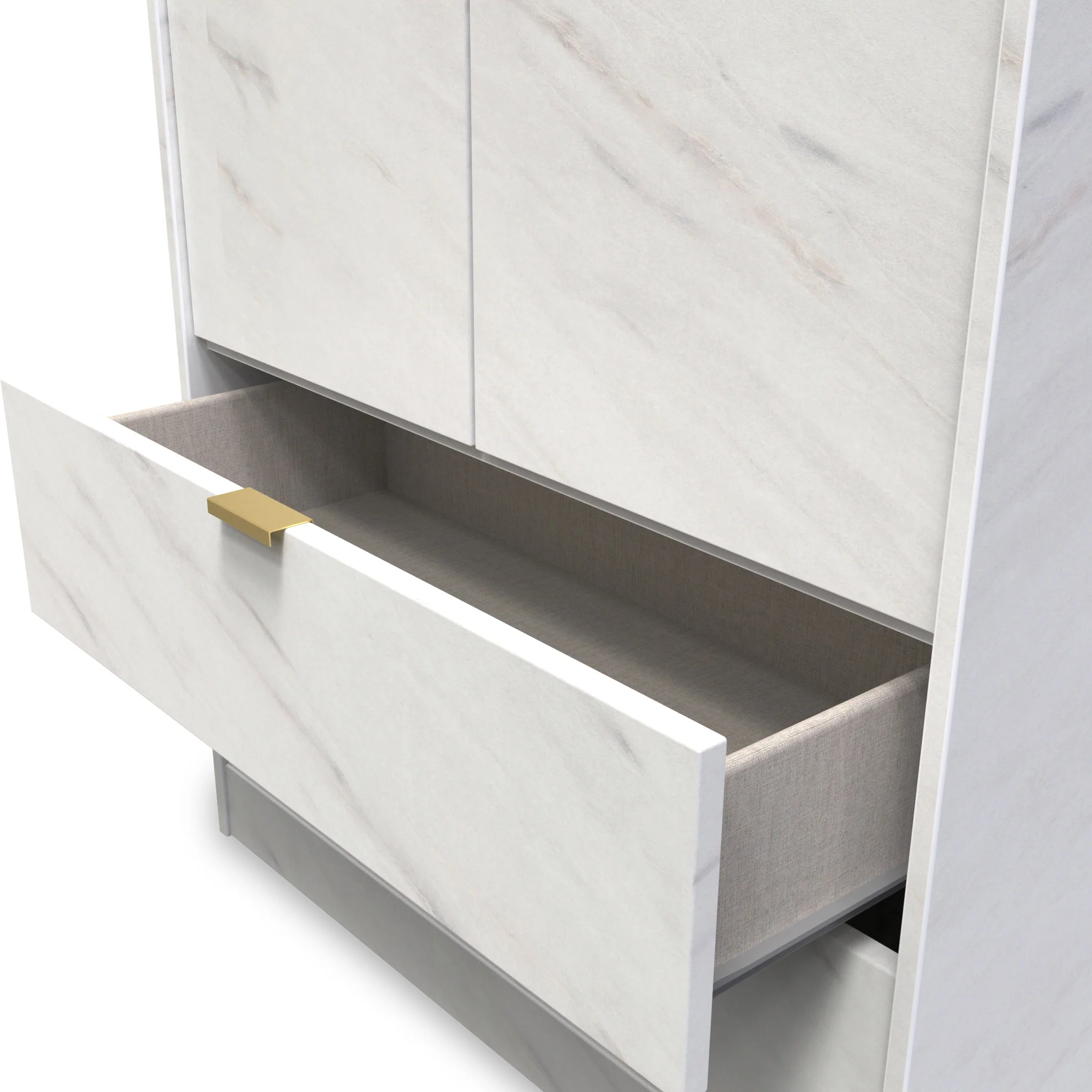 Moreno Marble Effect 2 Door 2 Drawer Double Wardrobe - Image 4