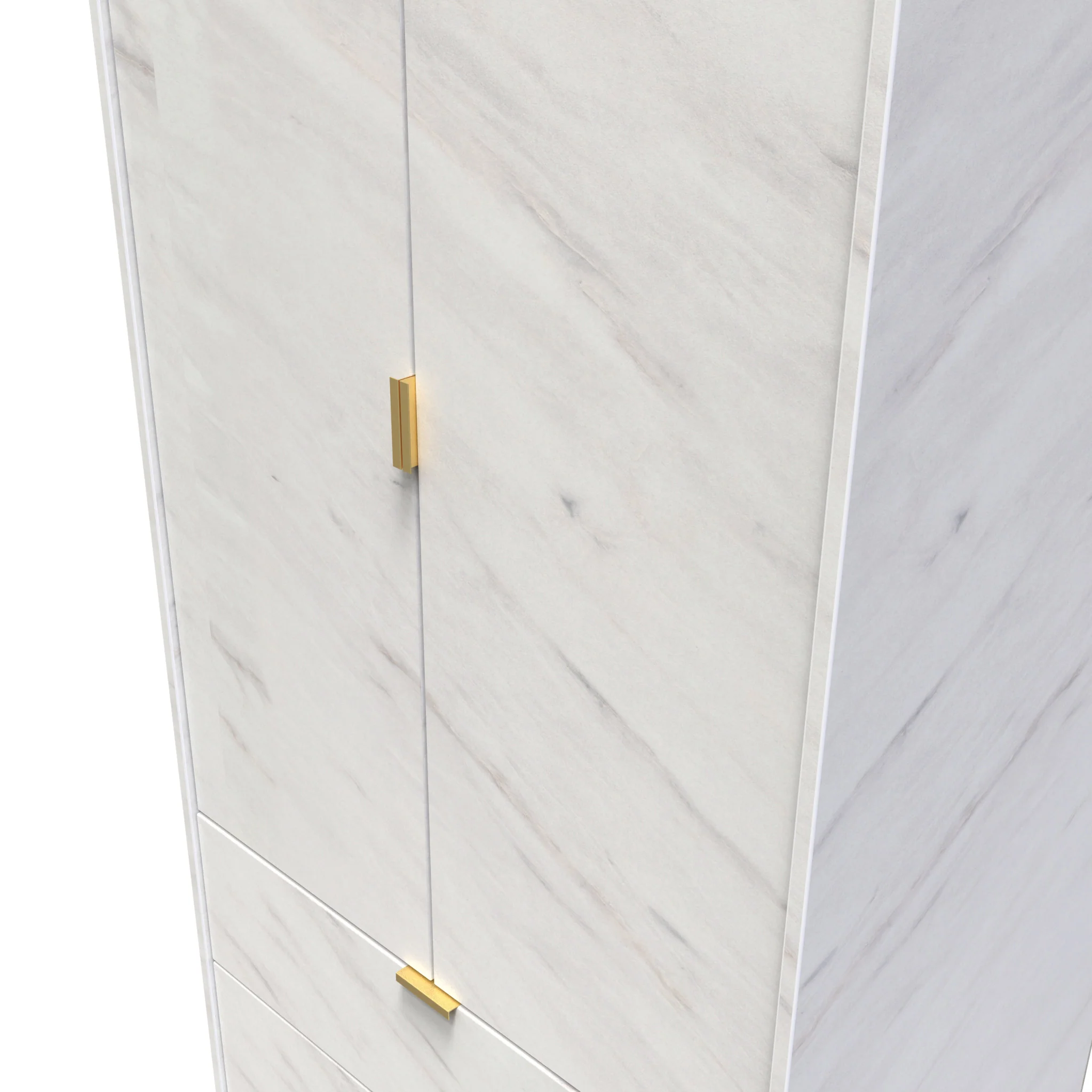 Moreno Marble Effect 2 Door 2 Drawer Double Wardrobe - Image 5