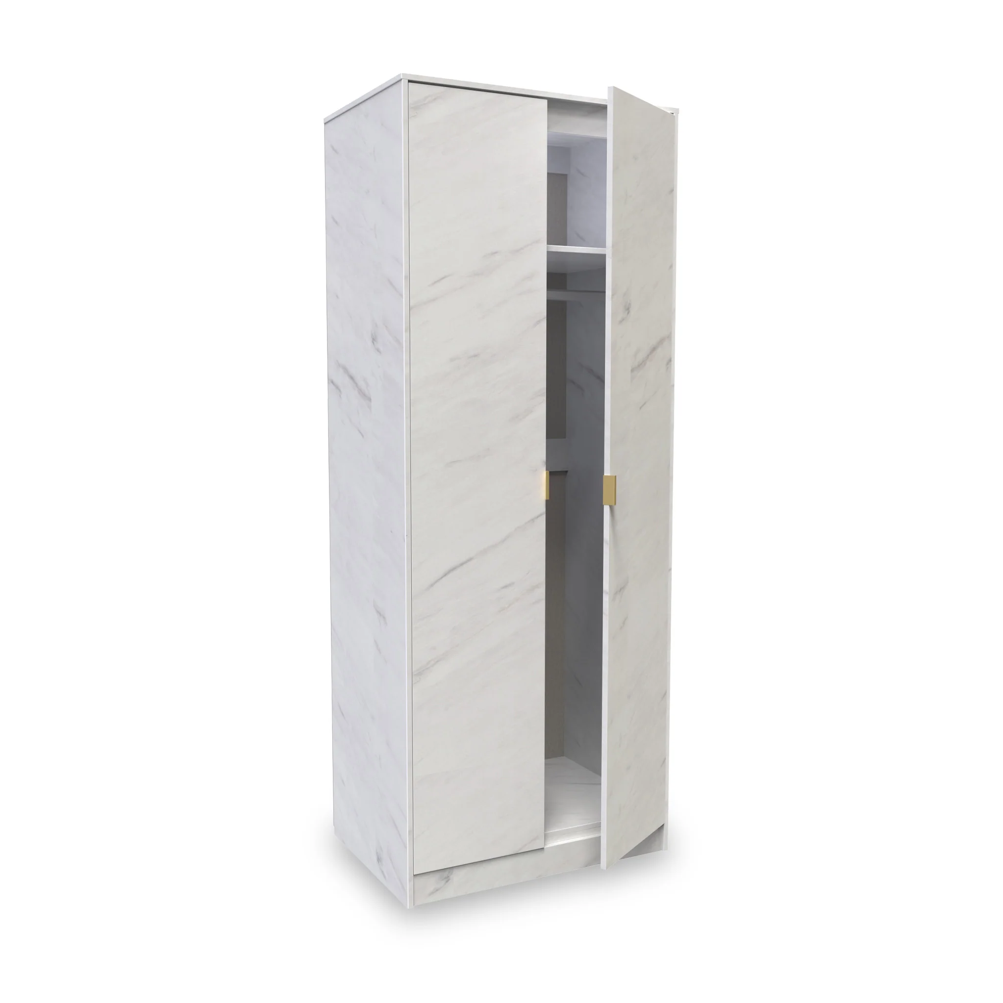 Moreno Marble Effect 2 Door Double Wardrobe - Image 2