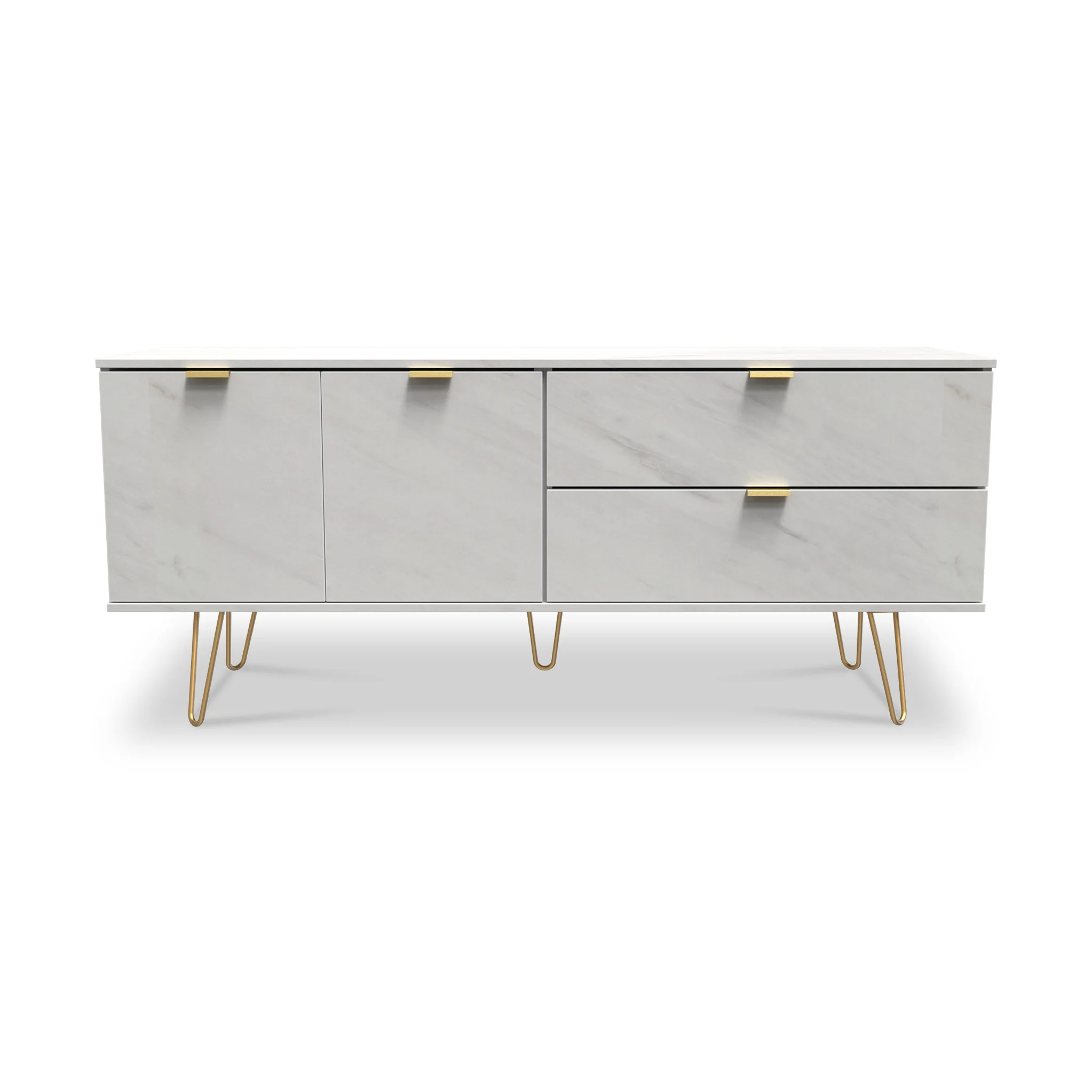 Moreno Marble Effect 2 Drawer 2 Door Wide Sideboard - Image 3