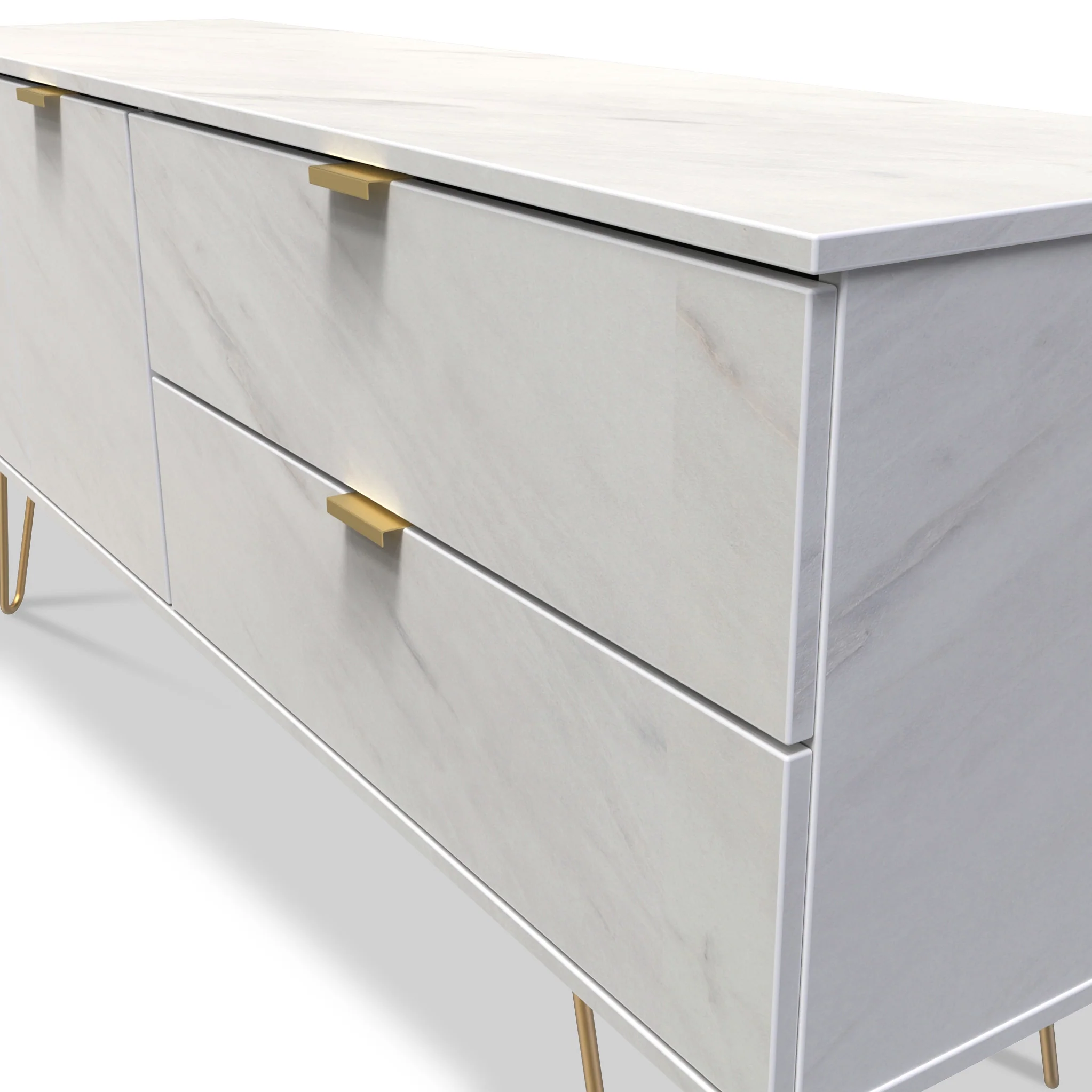Moreno Marble Effect 2 Drawer 2 Door Wide Sideboard - Image 6