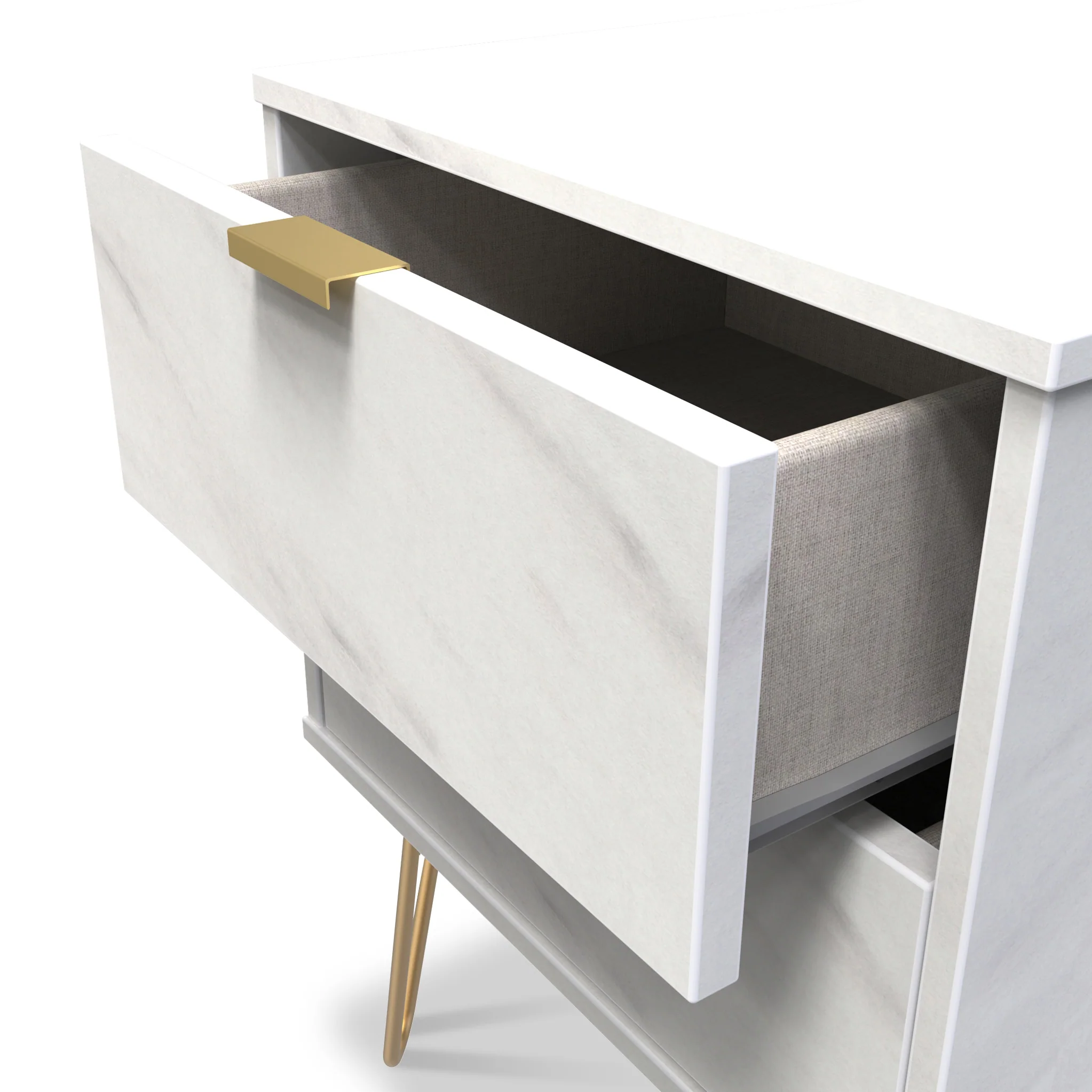 Moreno Marble Effect 2 Drawer Bedside - Image 4