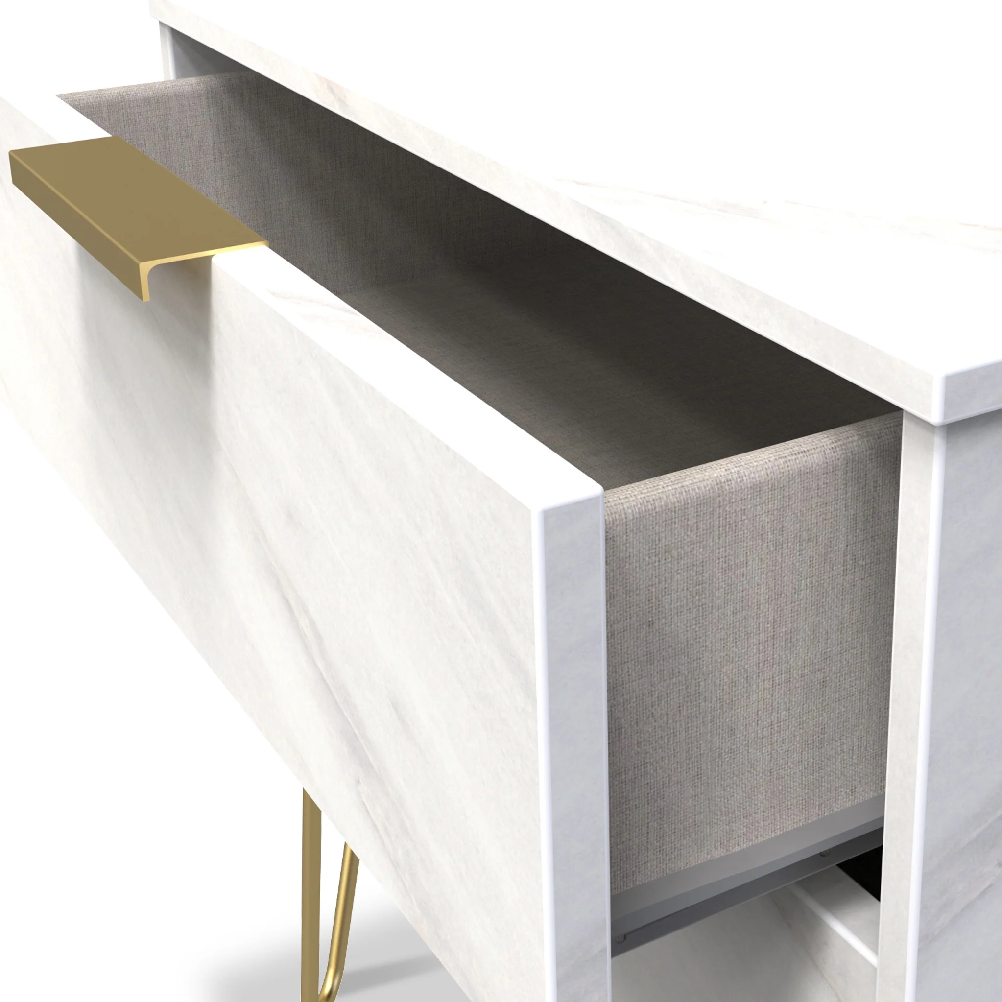Moreno Marble Effect 2 Drawer Side Table - Image 3