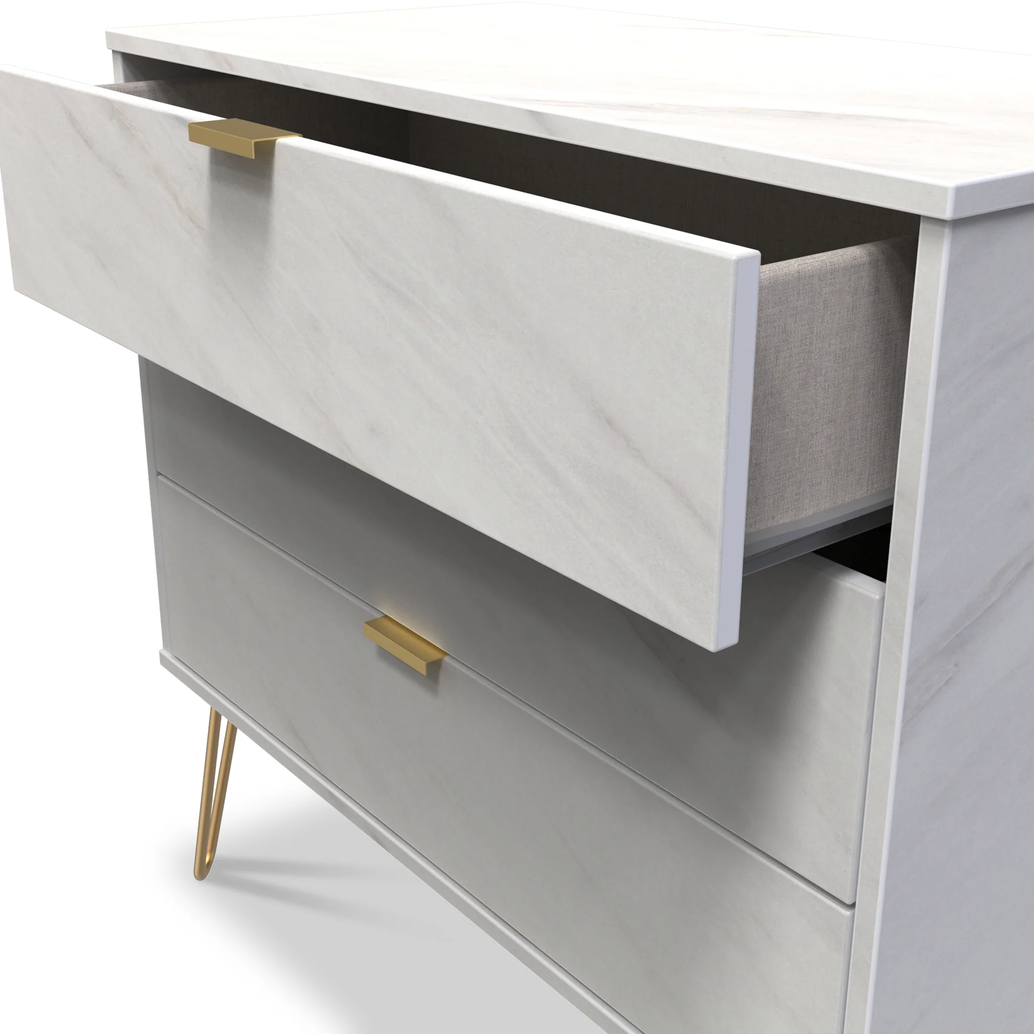 Moreno Marble Effect 3 Drawer Chest - Image 3
