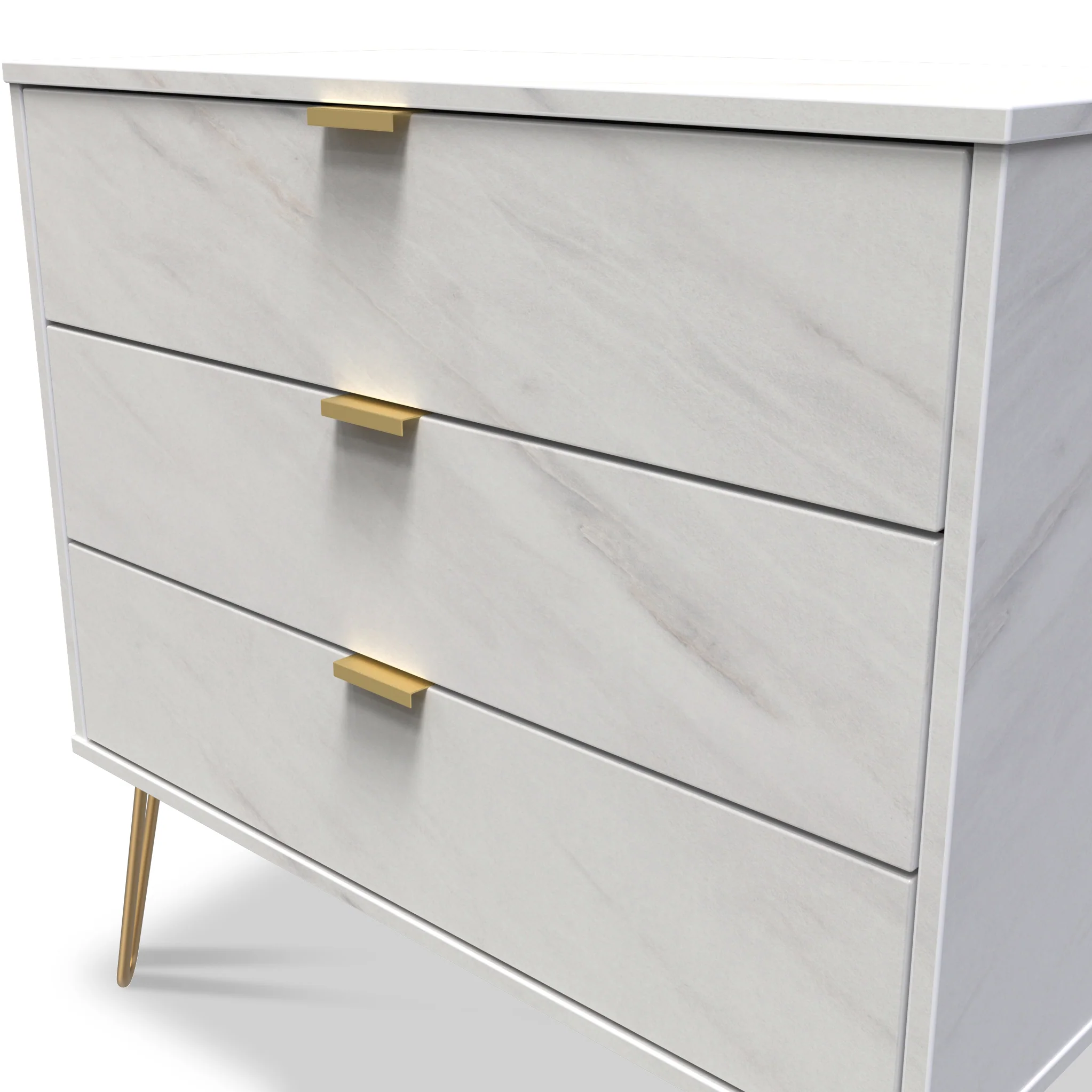 Moreno Marble Effect 3 Drawer Chest - Image 4