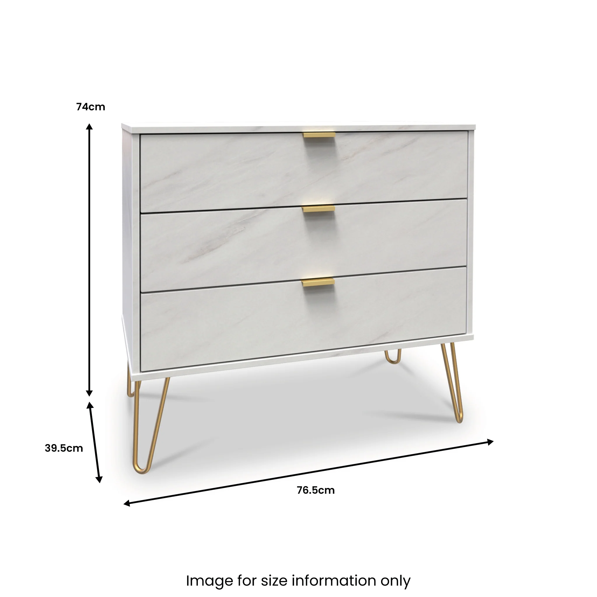 Moreno Marble Effect 3 Drawer Chest - Image 6