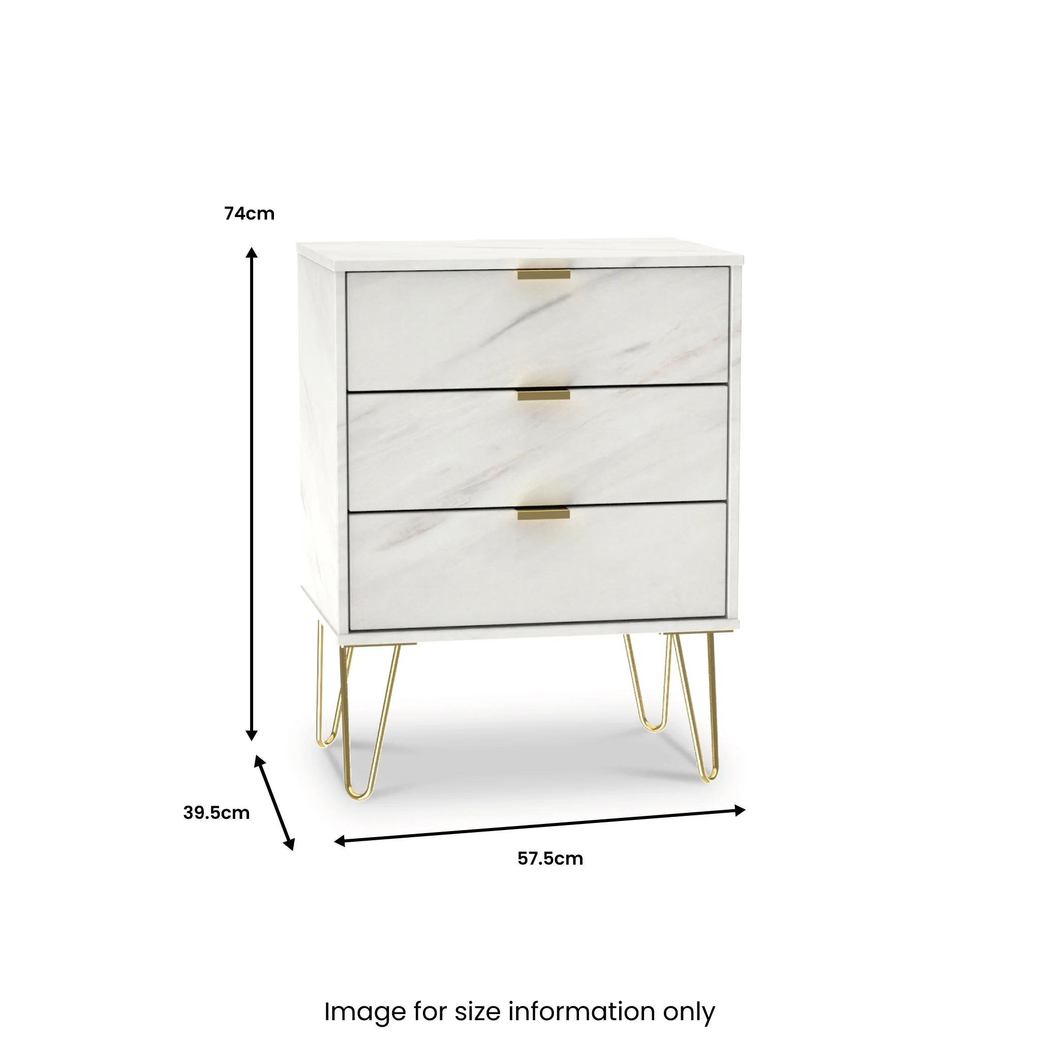 Moreno Marble Effect 3 Drawer Midi Unit - Image 3