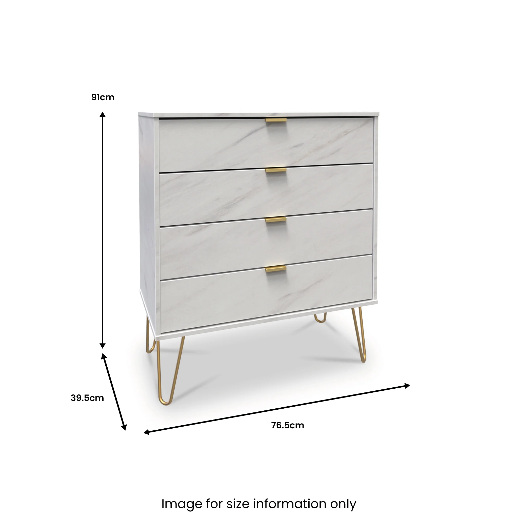 Moreno Marble Effect 4 Drawer Chest - Image 6