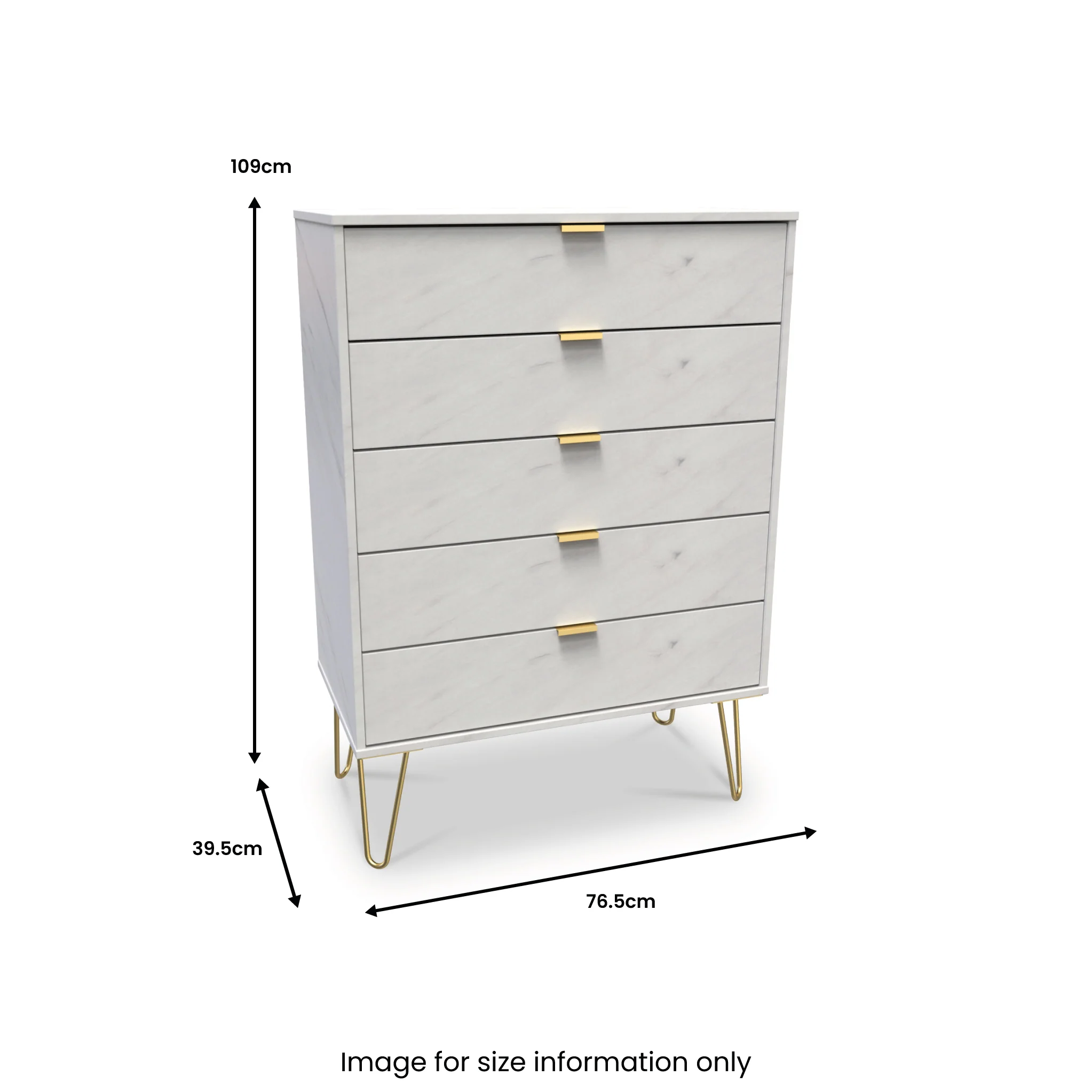 Moreno Marble Effect 5 Drawer Chest - Image 6