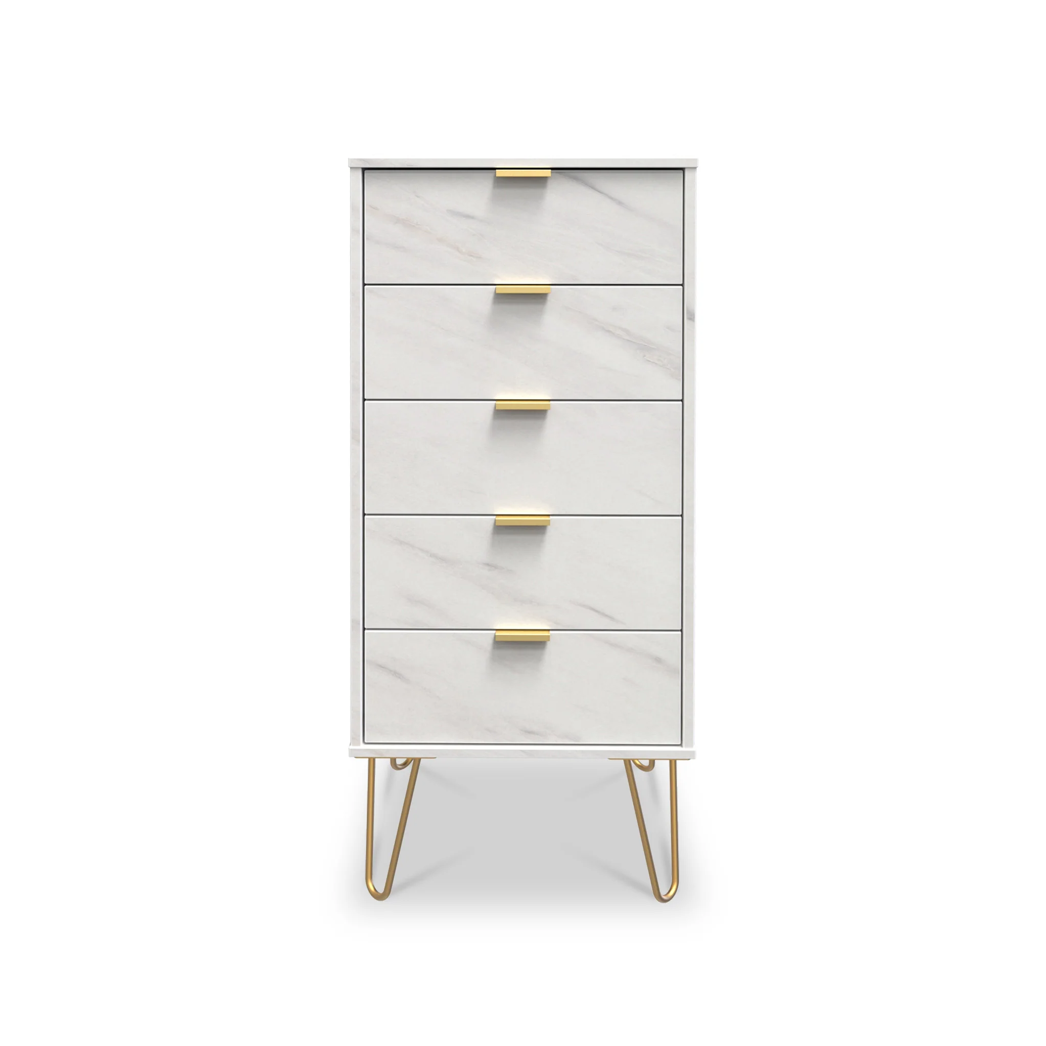 Moreno Marble Effect 5 Drawer Tallboy - Image 2