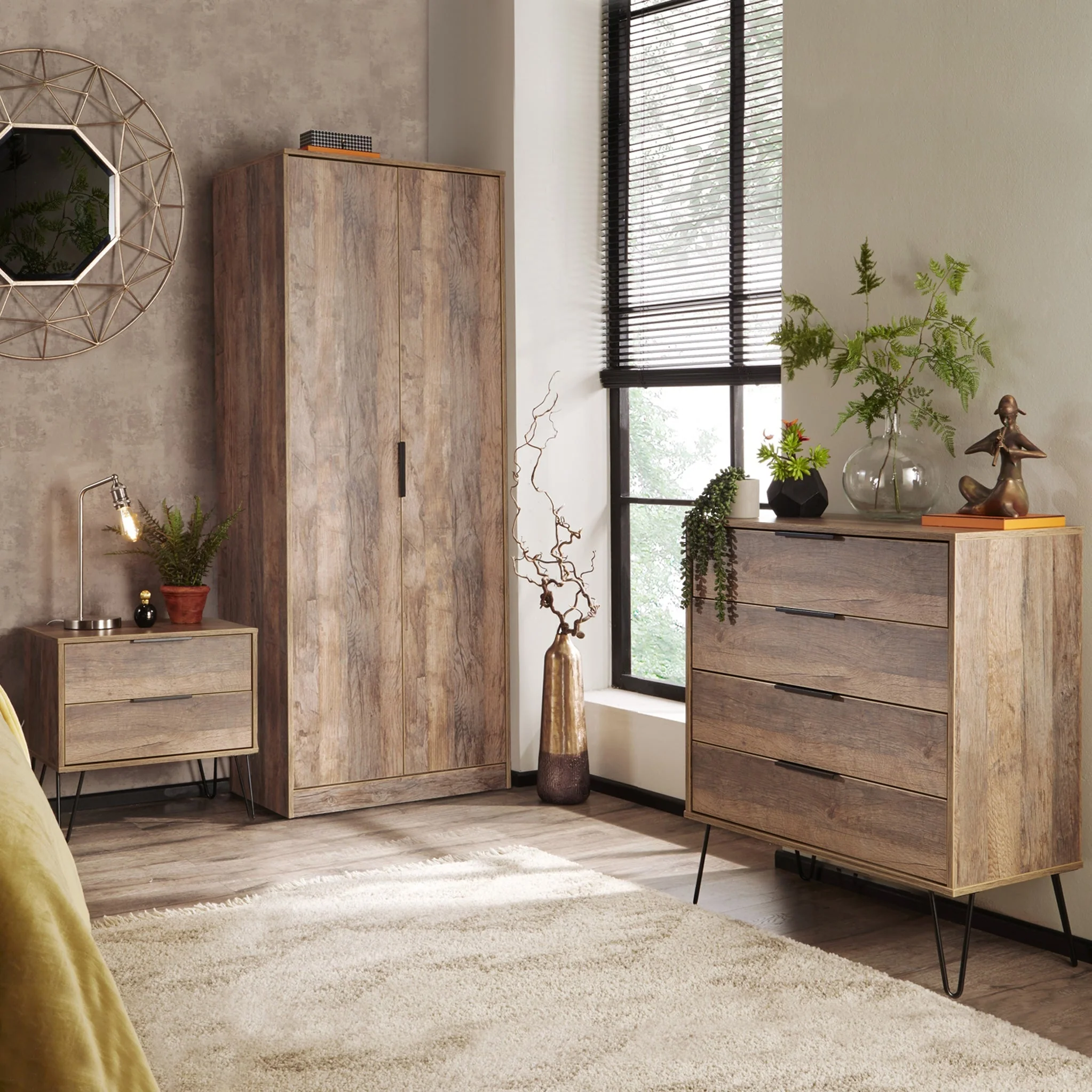 Moreno Rustic Oak 2 Door Double Wardrobe - Image 5