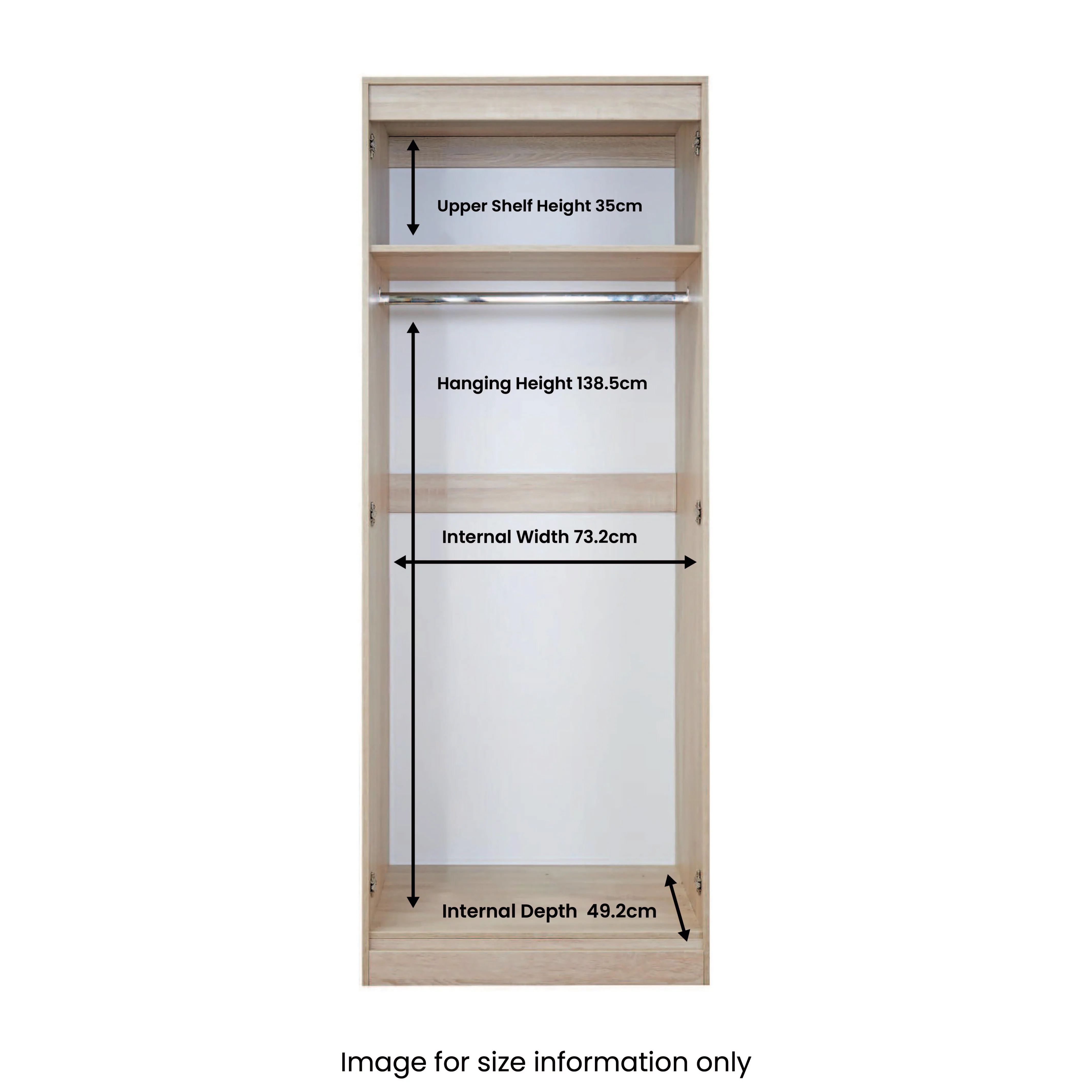 Moreno Rustic Oak 2 Door Double Wardrobe - Image 8