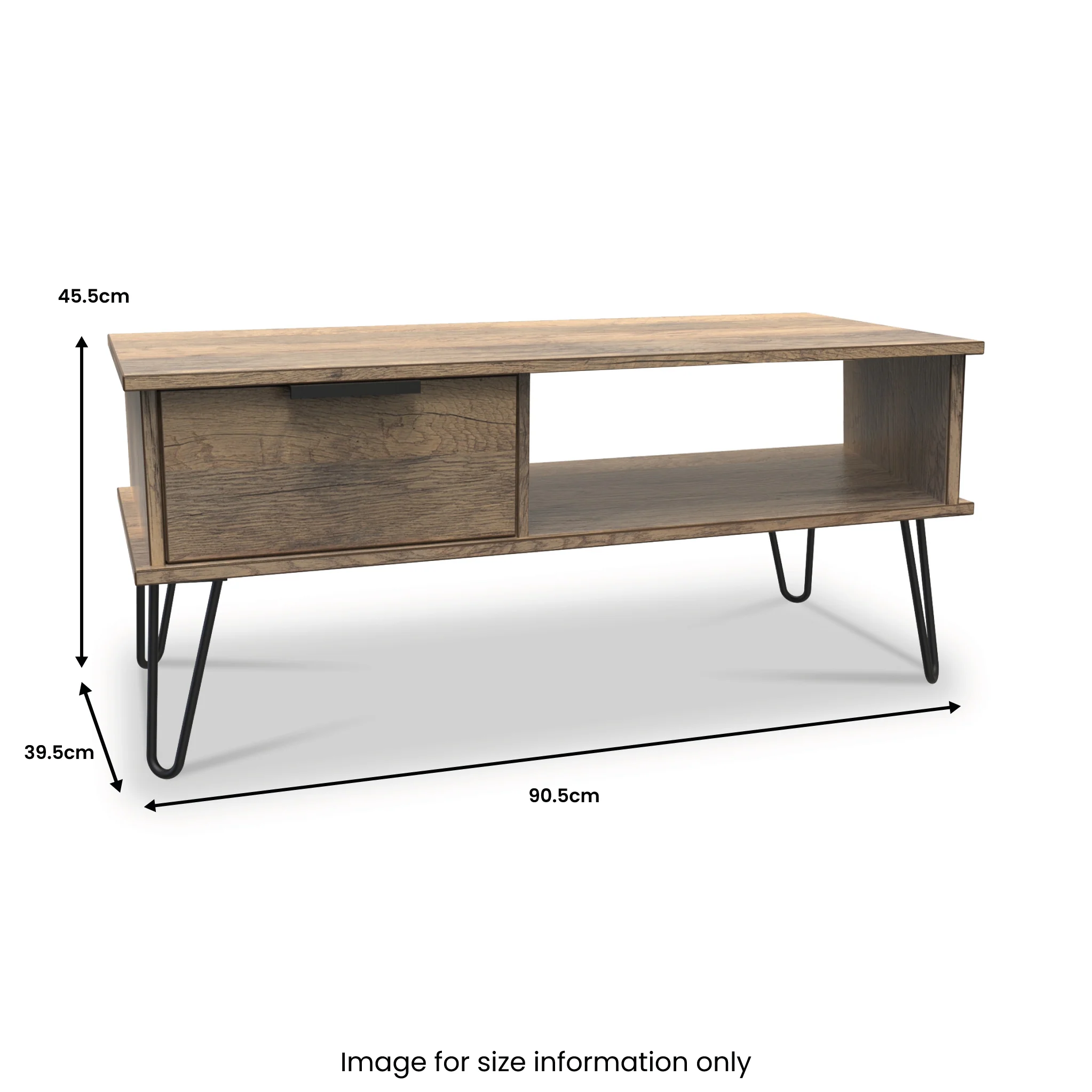 Moreno Rustic Oak 1 Drawer Coffee Table - Image 6