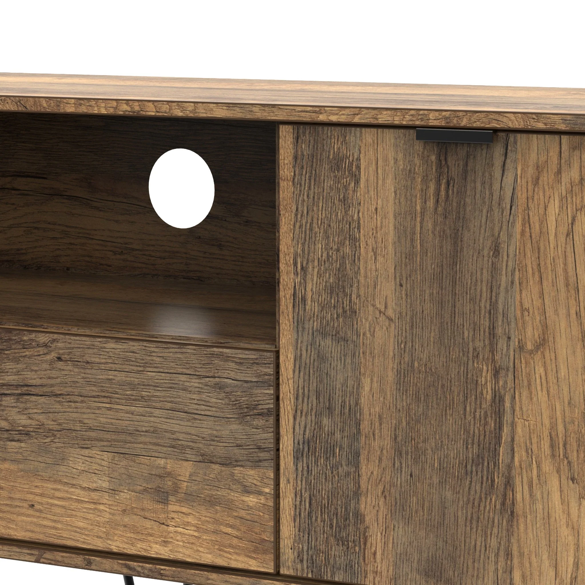 Moreno Rustic Oak 2 Door 1 Drawer Wide TV Unit - Image 6