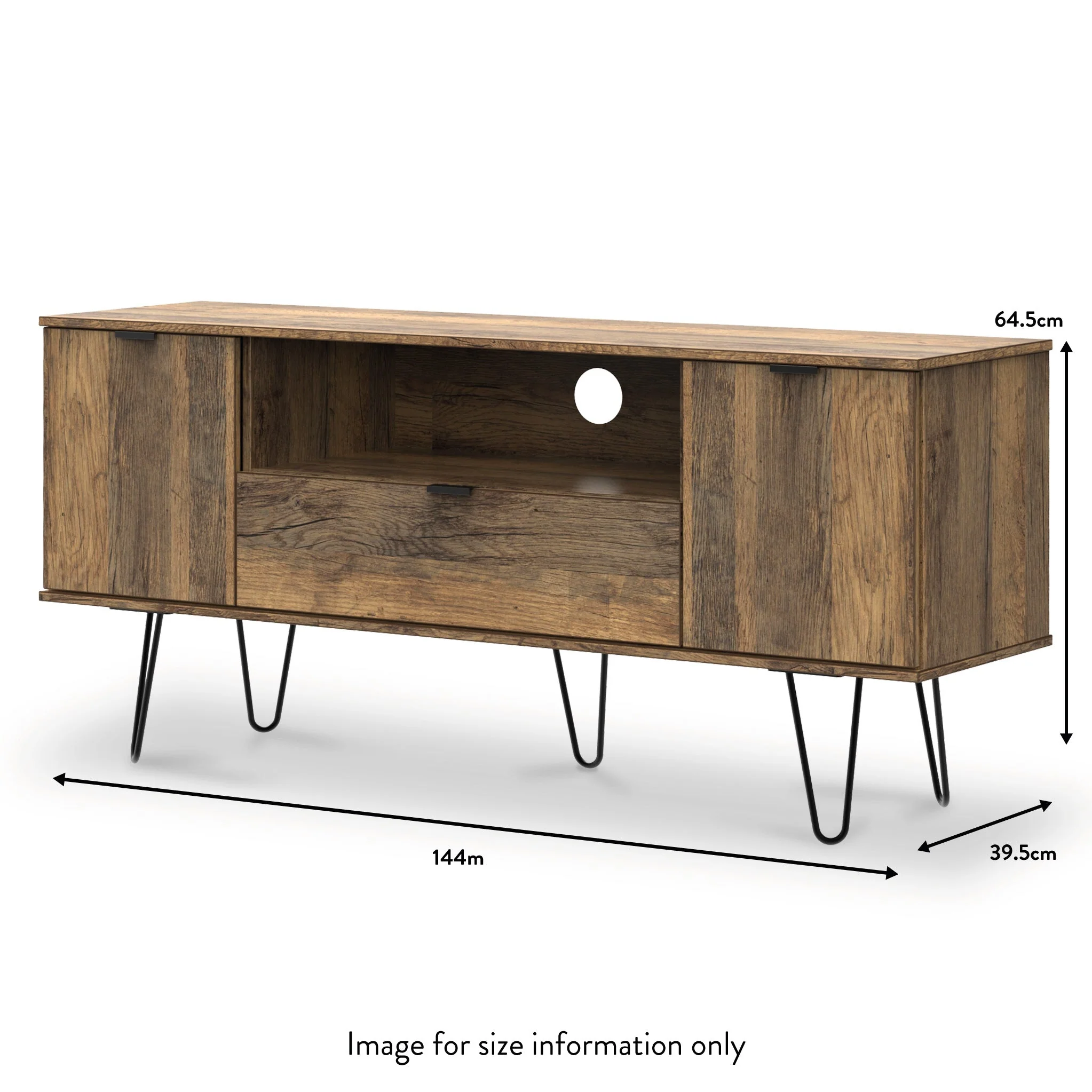 Moreno Rustic Oak 2 Door 1 Drawer Wide TV Unit - Image 8