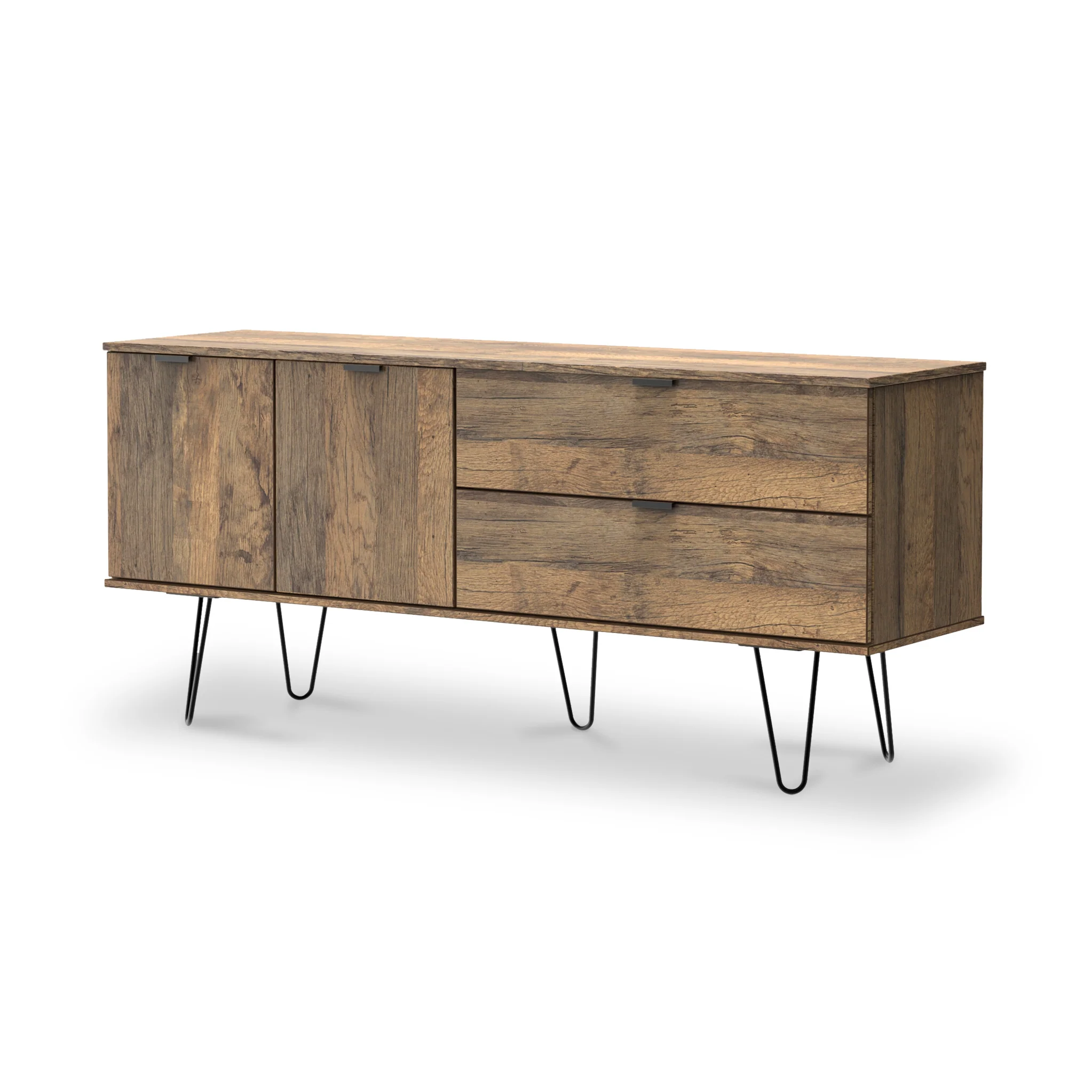 Moreno Rustic Oak 2 Drawer 2 Door Wide Sideboard - Image 4