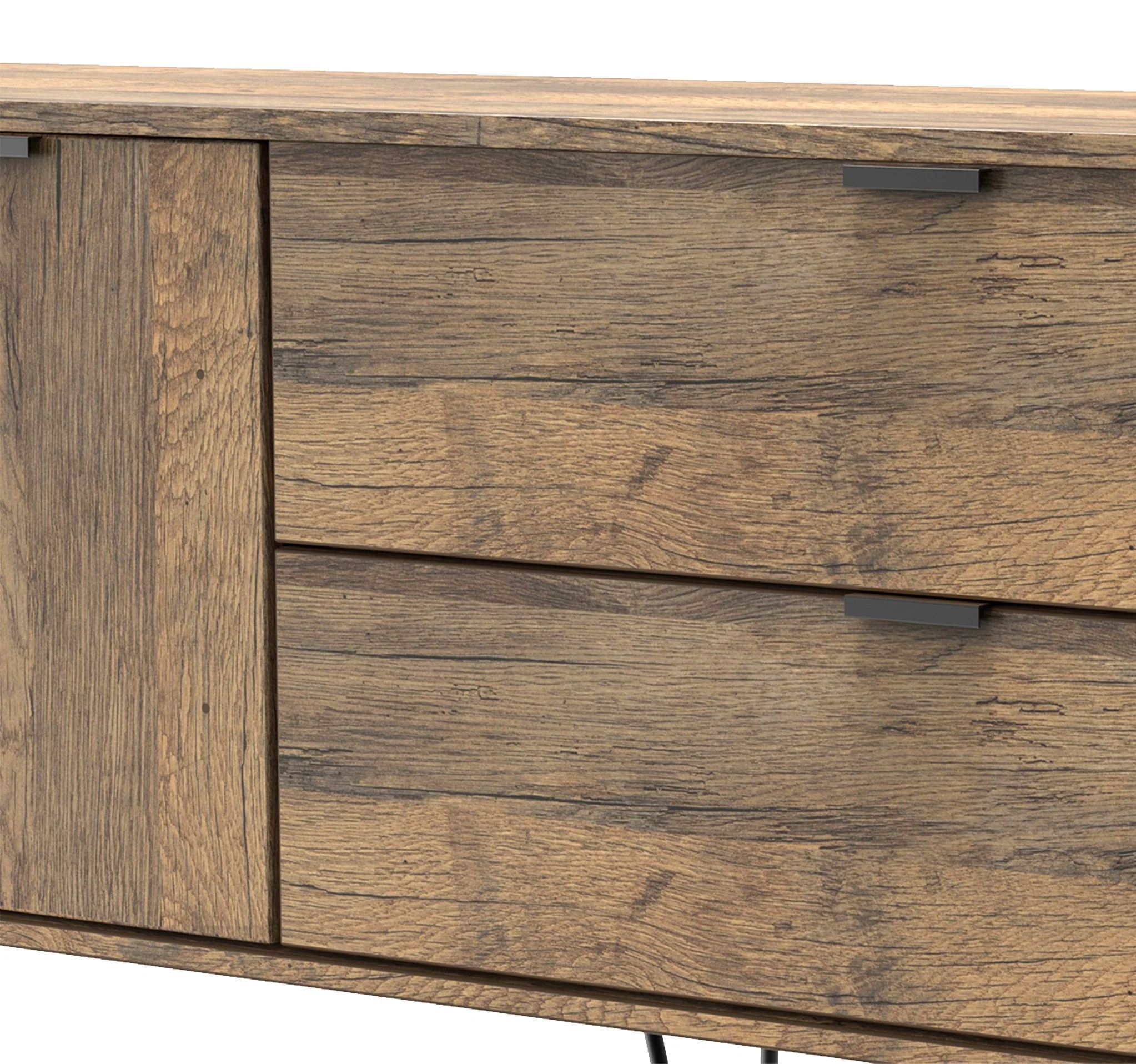 Moreno Rustic Oak 2 Drawer 2 Door Wide Sideboard - Image 5