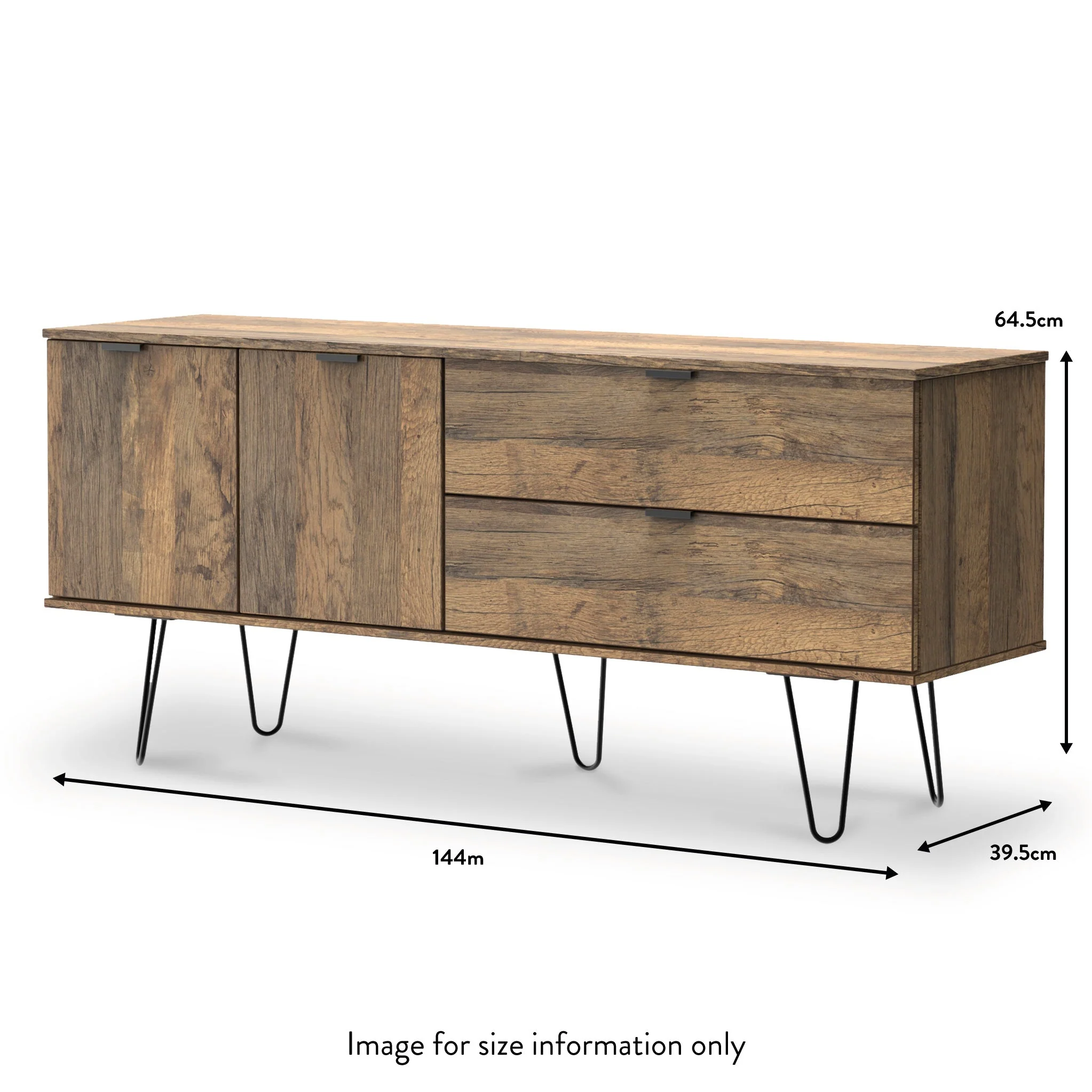 Moreno Rustic Oak 2 Drawer 2 Door Wide Sideboard - Image 7