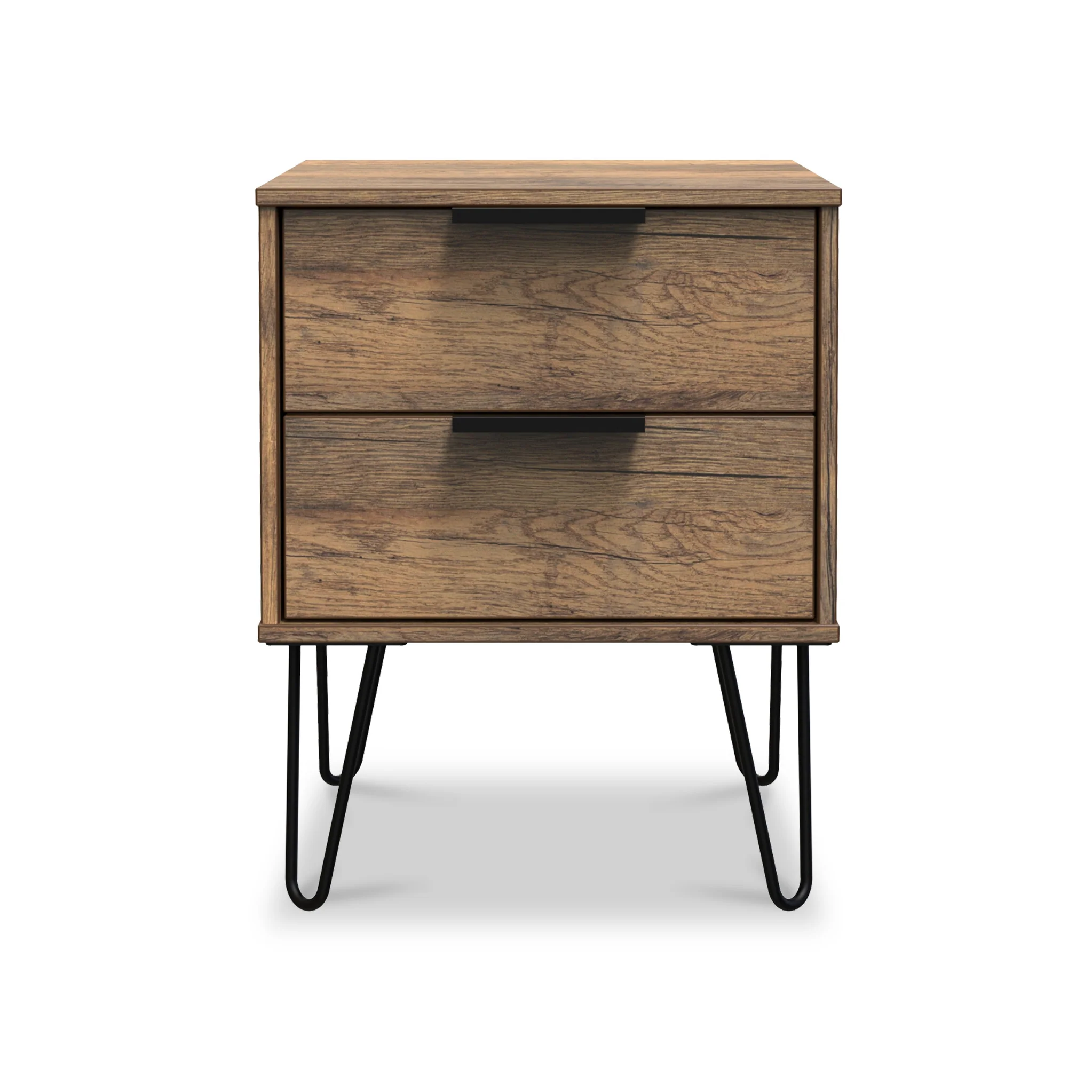 Moreno Rustic Oak 2 Drawer Bedside - Image 2