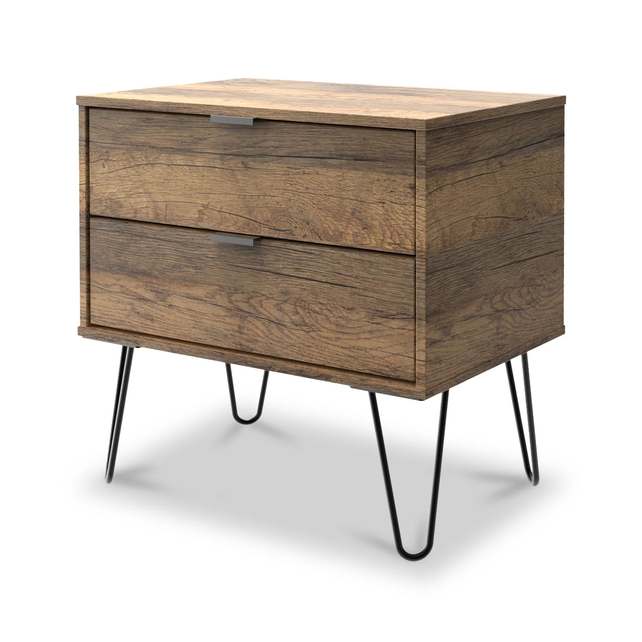 Moreno Rustic Oak 2 Drawer Side Table - Image 6